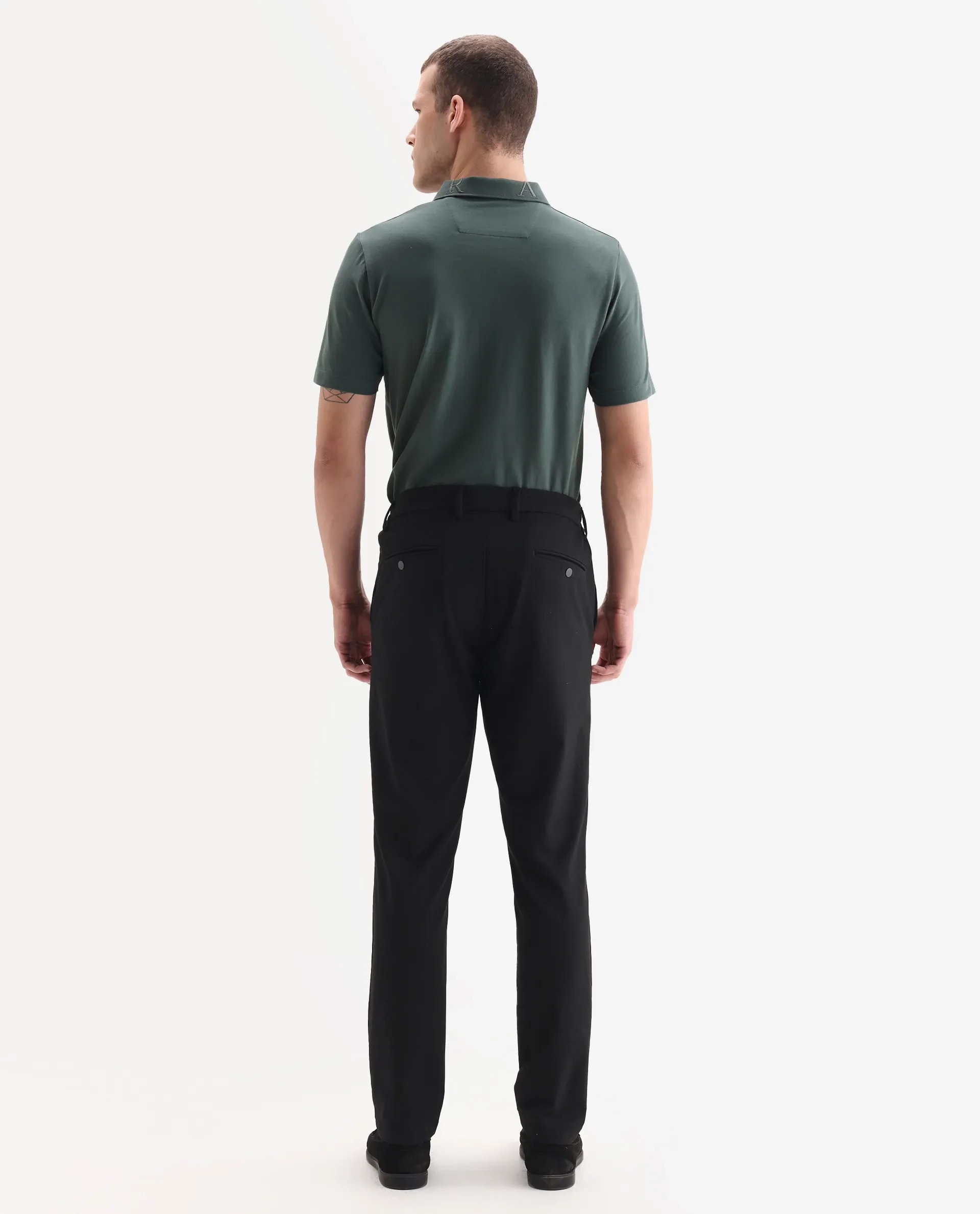 Rare Rabbit Men's Travel 26 Black Polyester Blend Plain Regular Fit Trouser - Image 8
