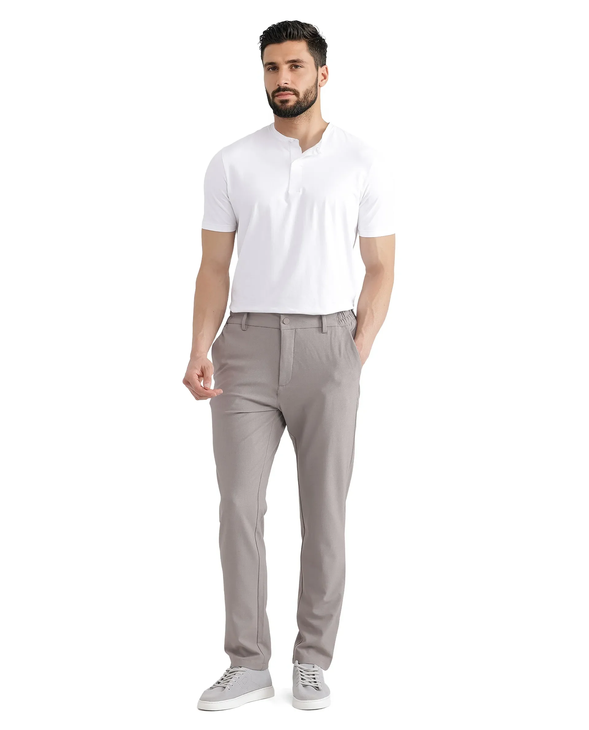 Rare Rabbit Men's Travel-26 Dark Beige Polyester Blend Plain Regular Fit Trouser - Image 2