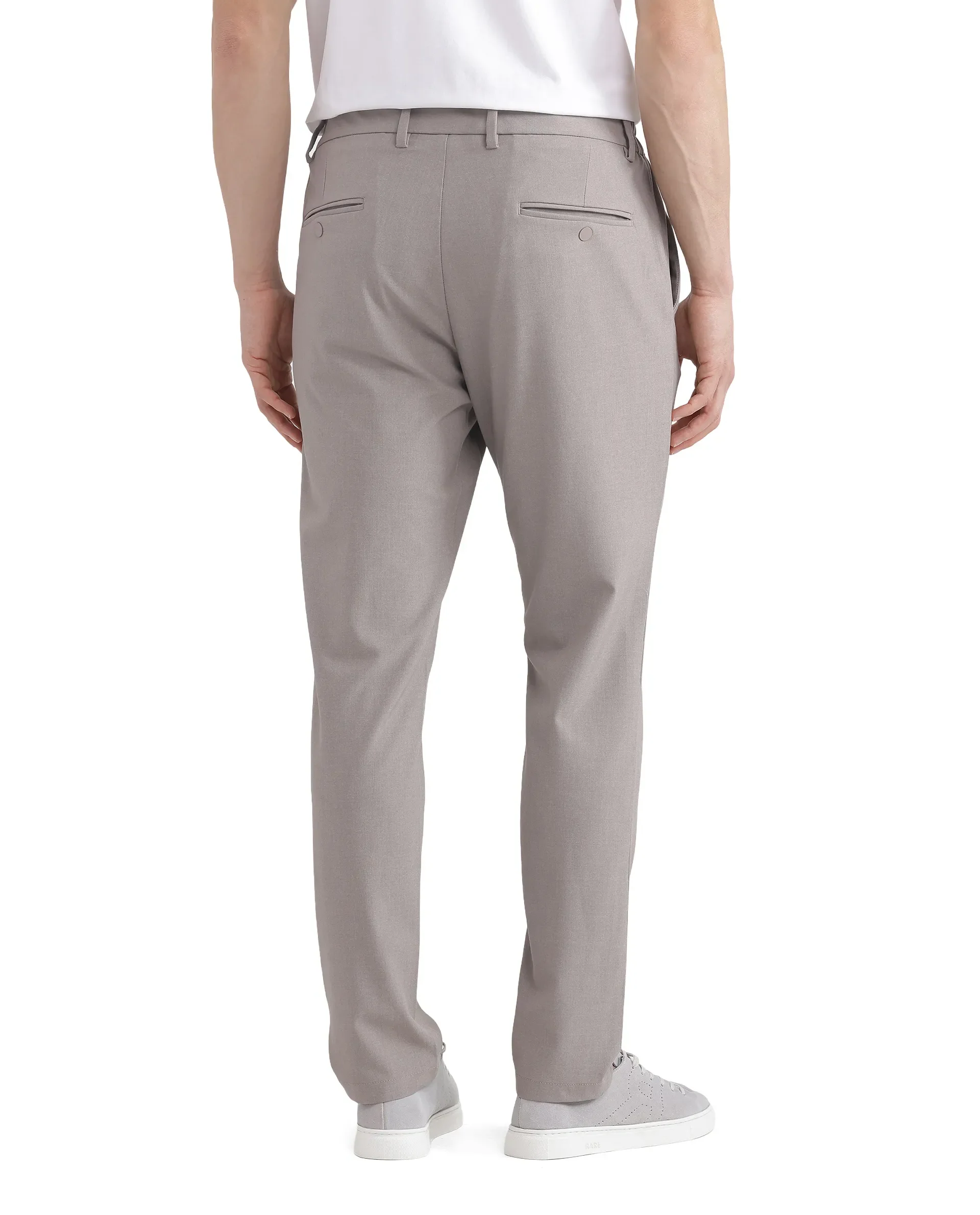 Rare Rabbit Men's Travel-26 Dark Beige Polyester Blend Plain Regular Fit Trouser - Image 4