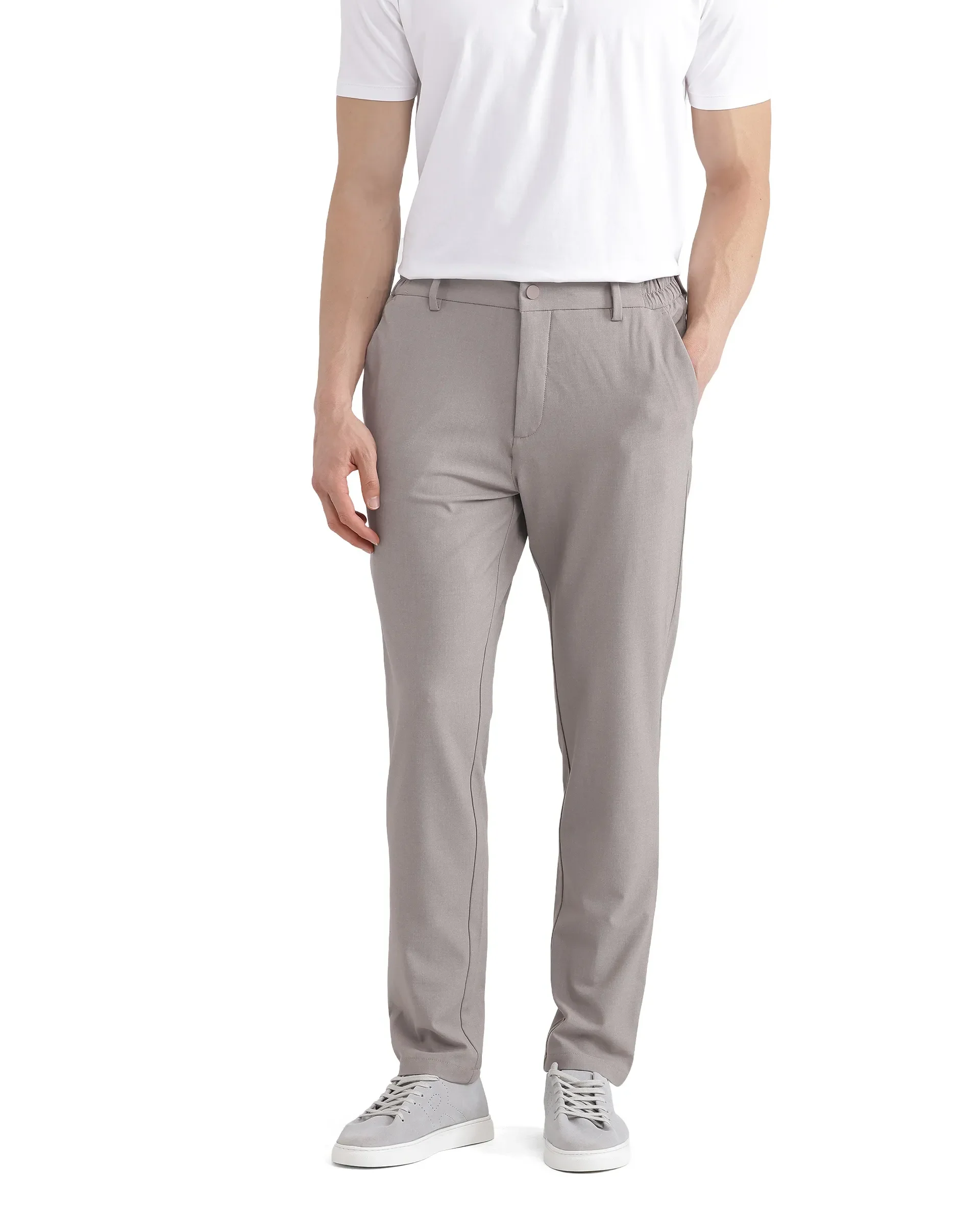 Rare Rabbit Men's Travel-26 Dark Beige Polyester Blend Plain Regular Fit Trouser - Image 5