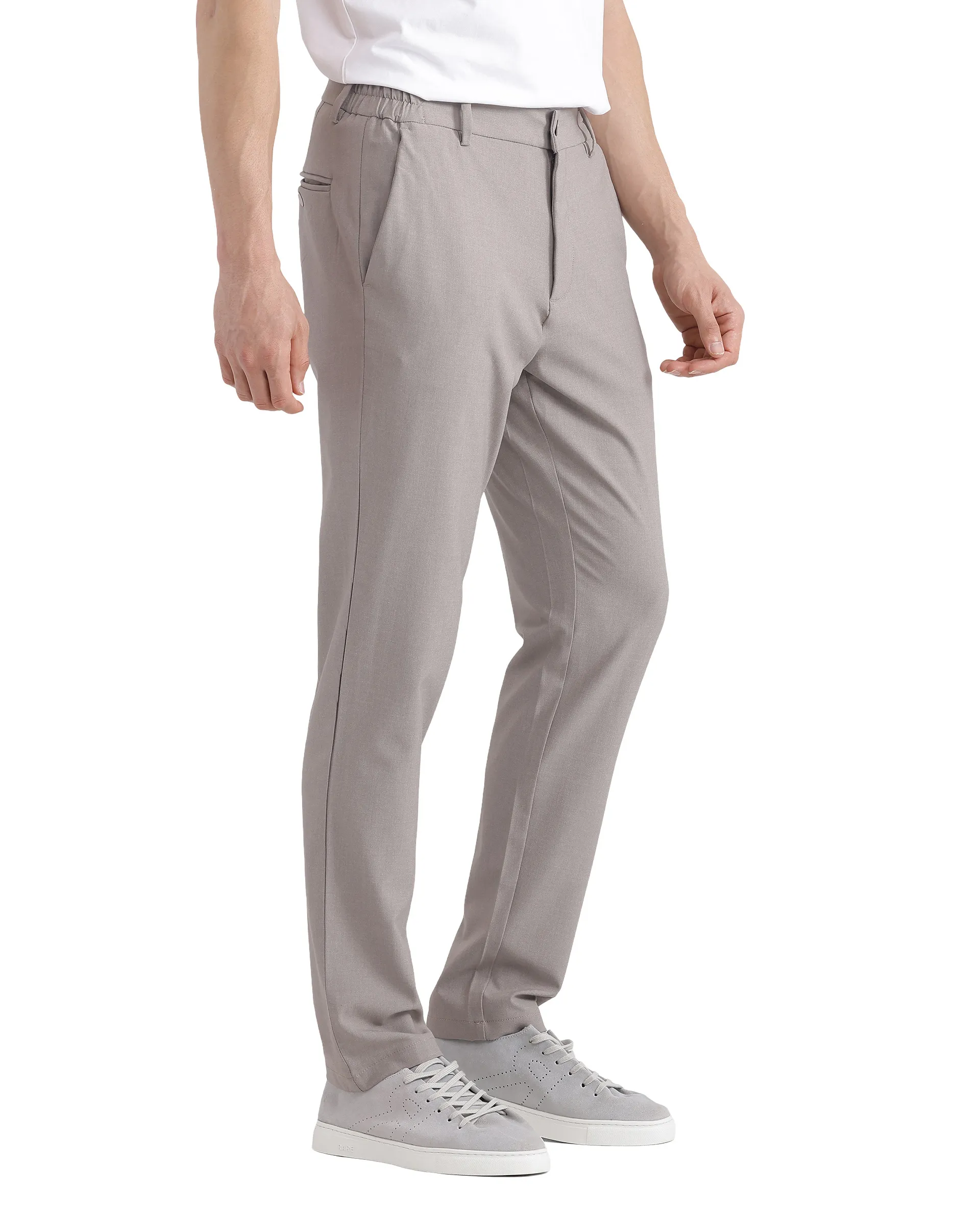 Rare Rabbit Men's Travel-26 Dark Beige Polyester Blend Plain Regular Fit Trouser - Image 7
