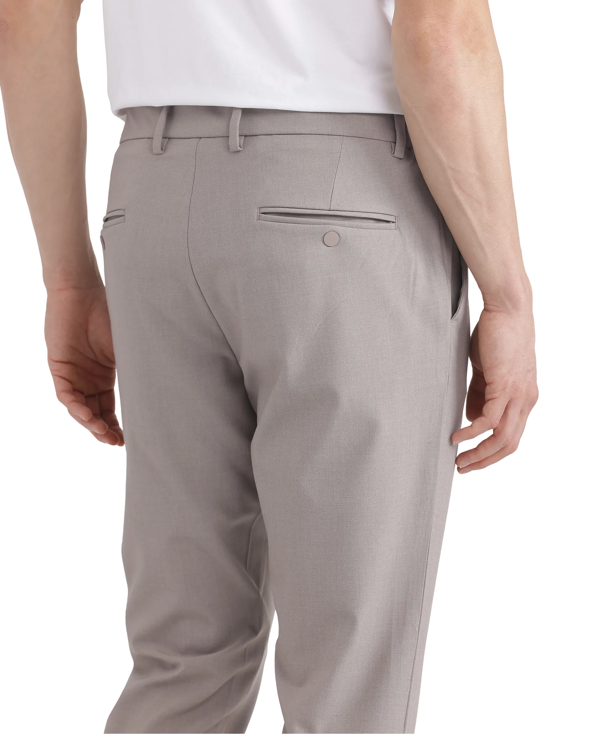 Rare Rabbit Men's Travel-26 Dark Beige Polyester Blend Plain Regular Fit Trouser - Image 8