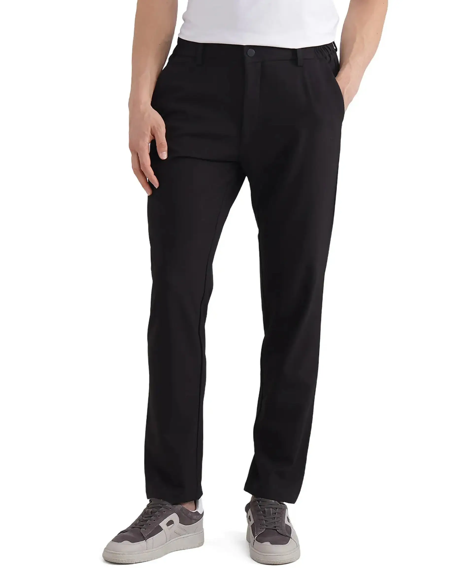 Rare Rabbit Men's Travel-26 Dark Brown Polyester Blend Plain Regular Fit Trouser - Image 10