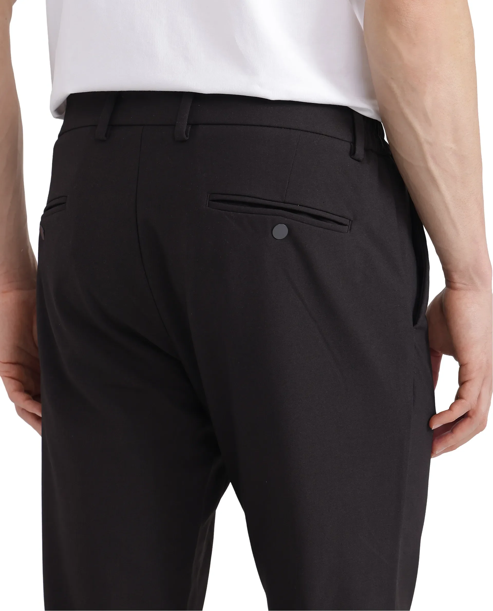 Rare Rabbit Men's Travel-26 Dark Brown Polyester Blend Plain Regular Fit Trouser - Image 5