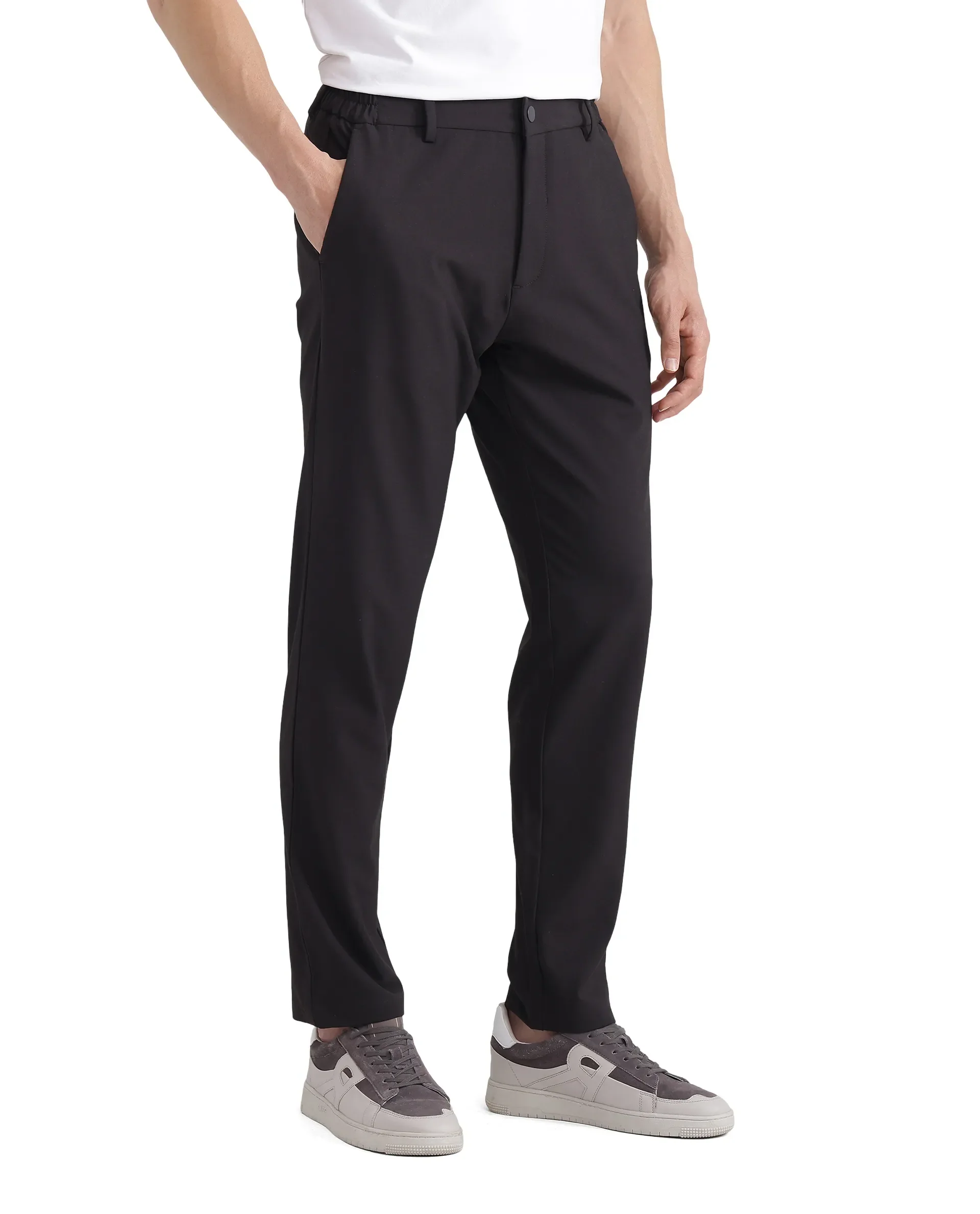 Rare Rabbit Men's Travel-26 Dark Brown Polyester Blend Plain Regular Fit Trouser - Image 6