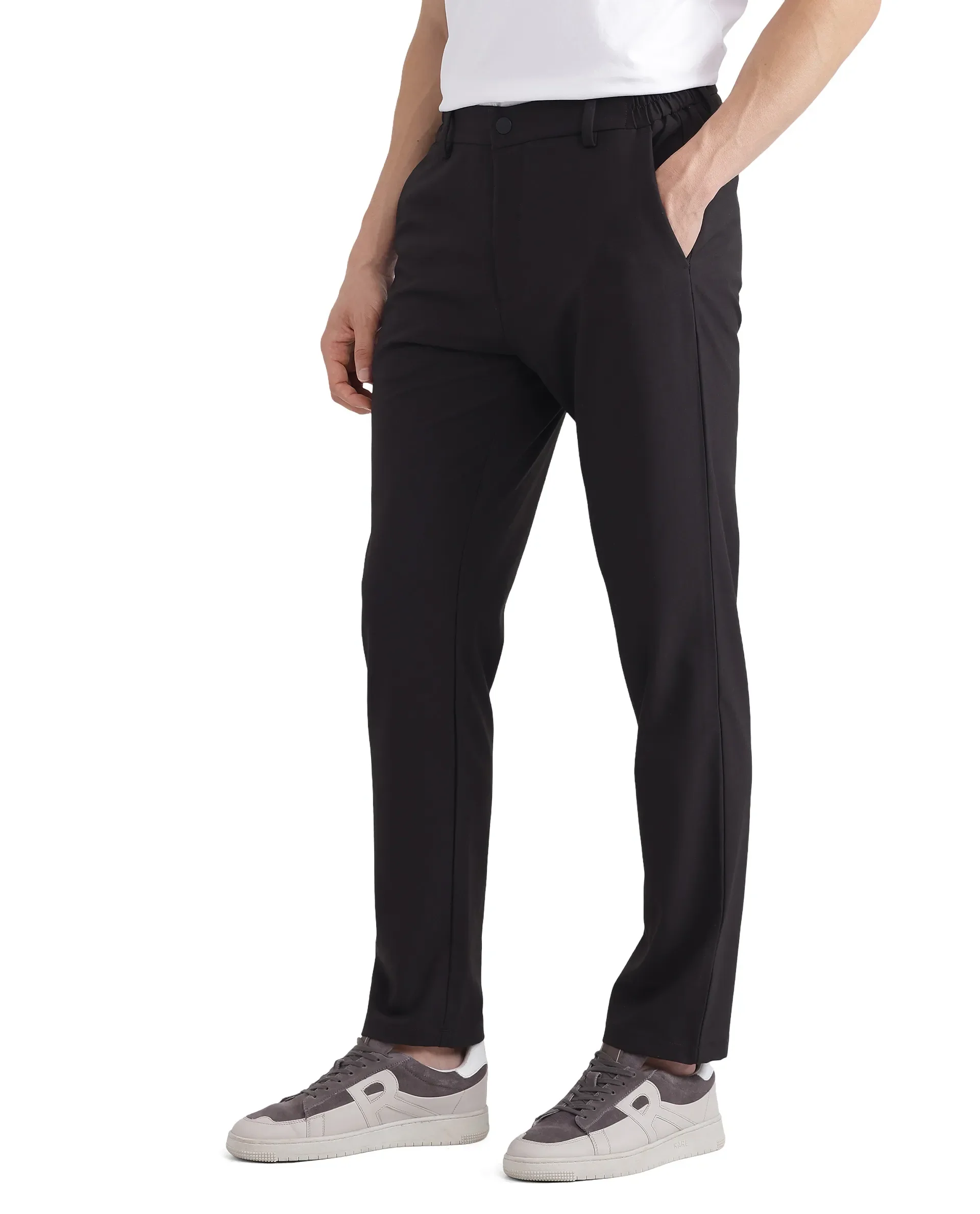 Rare Rabbit Men's Travel-26 Dark Brown Polyester Blend Plain Regular Fit Trouser - Image 7