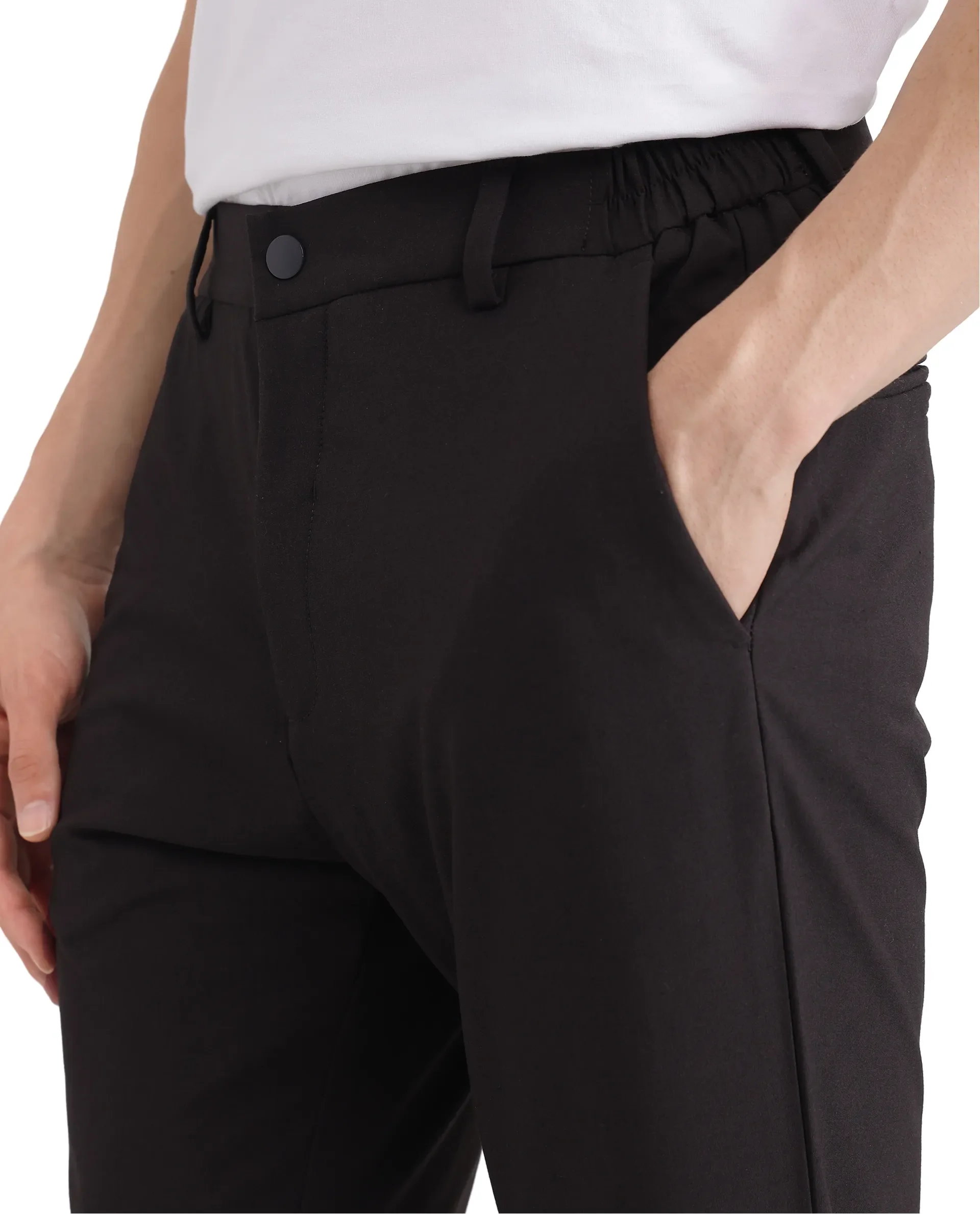 Rare Rabbit Men's Travel-26 Dark Brown Polyester Blend Plain Regular Fit Trouser - Image 8