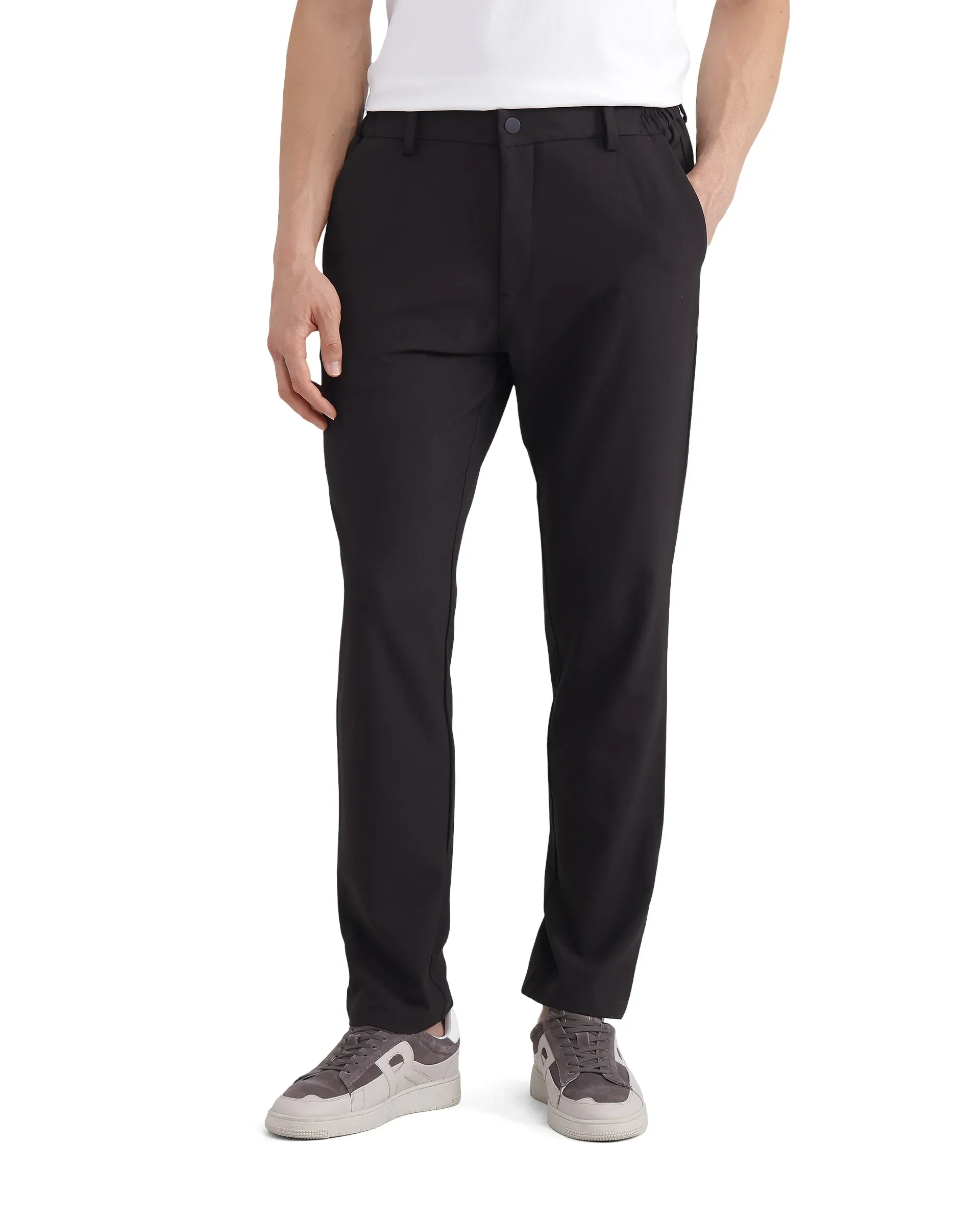 Rare Rabbit Men's Travel-26 Dark Brown Polyester Blend Plain Regular Fit Trouser - Image 9