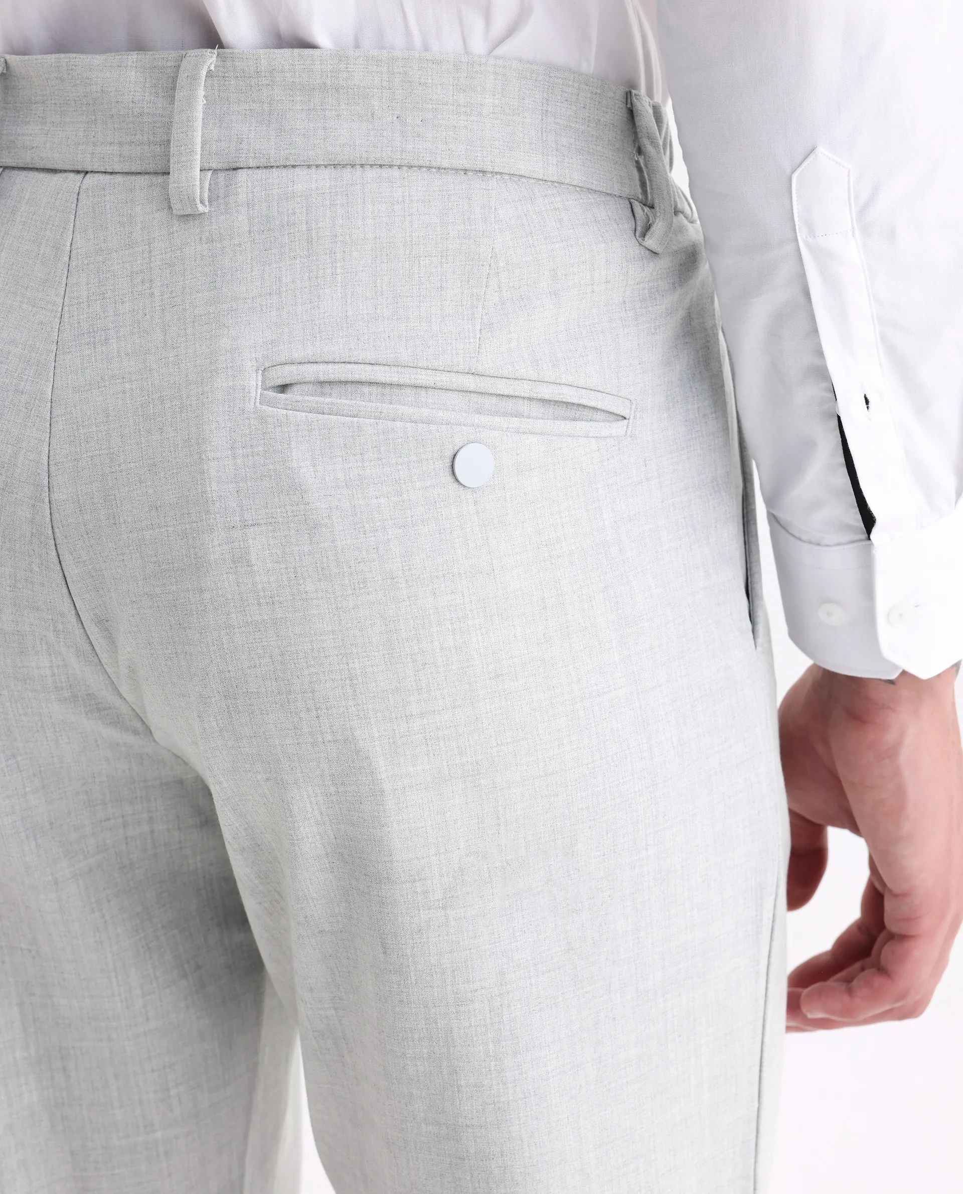 Rare Rabbit Men's Travel-26 Grey Polyester Blend Plain Regular Fit Trouser - Image 7