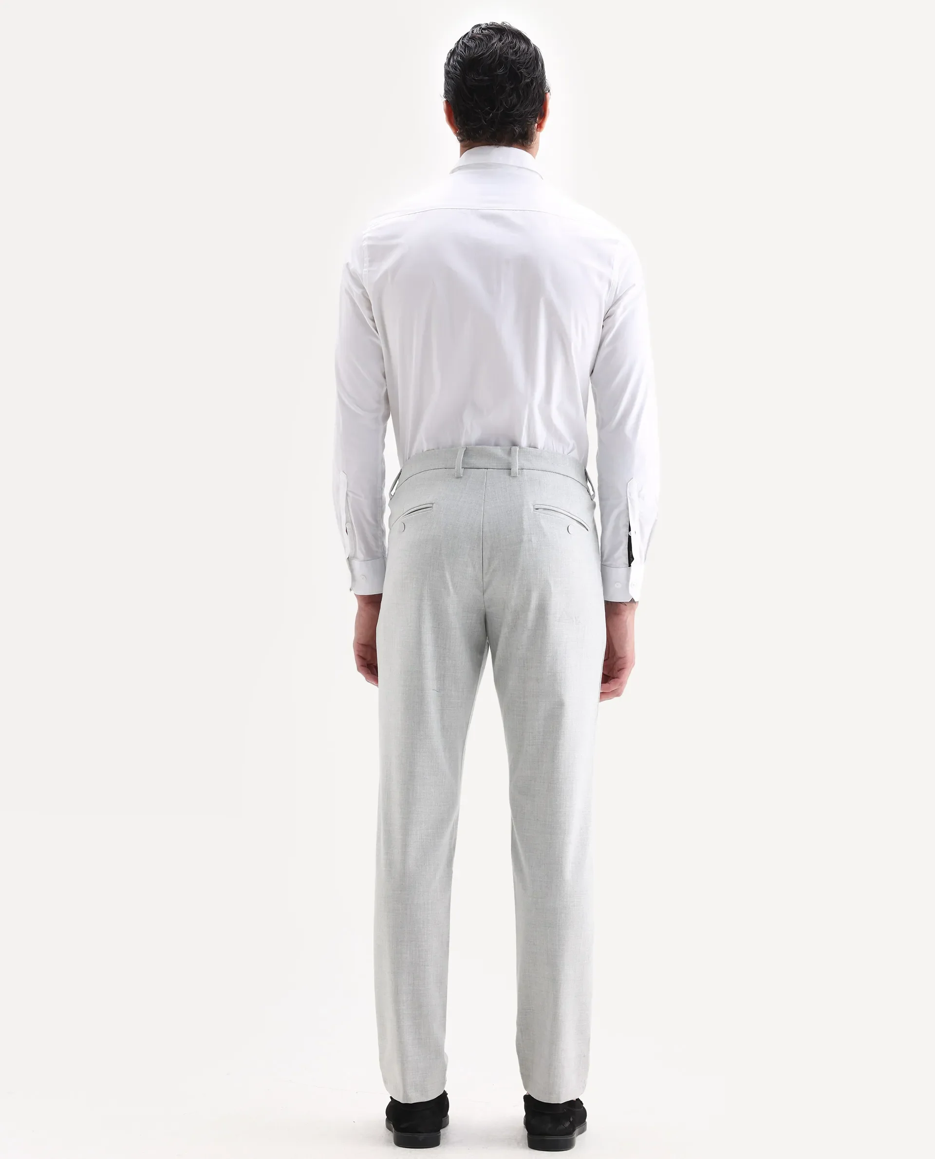Rare Rabbit Men's Travel-26 Grey Polyester Blend Plain Regular Fit Trouser - Image 8