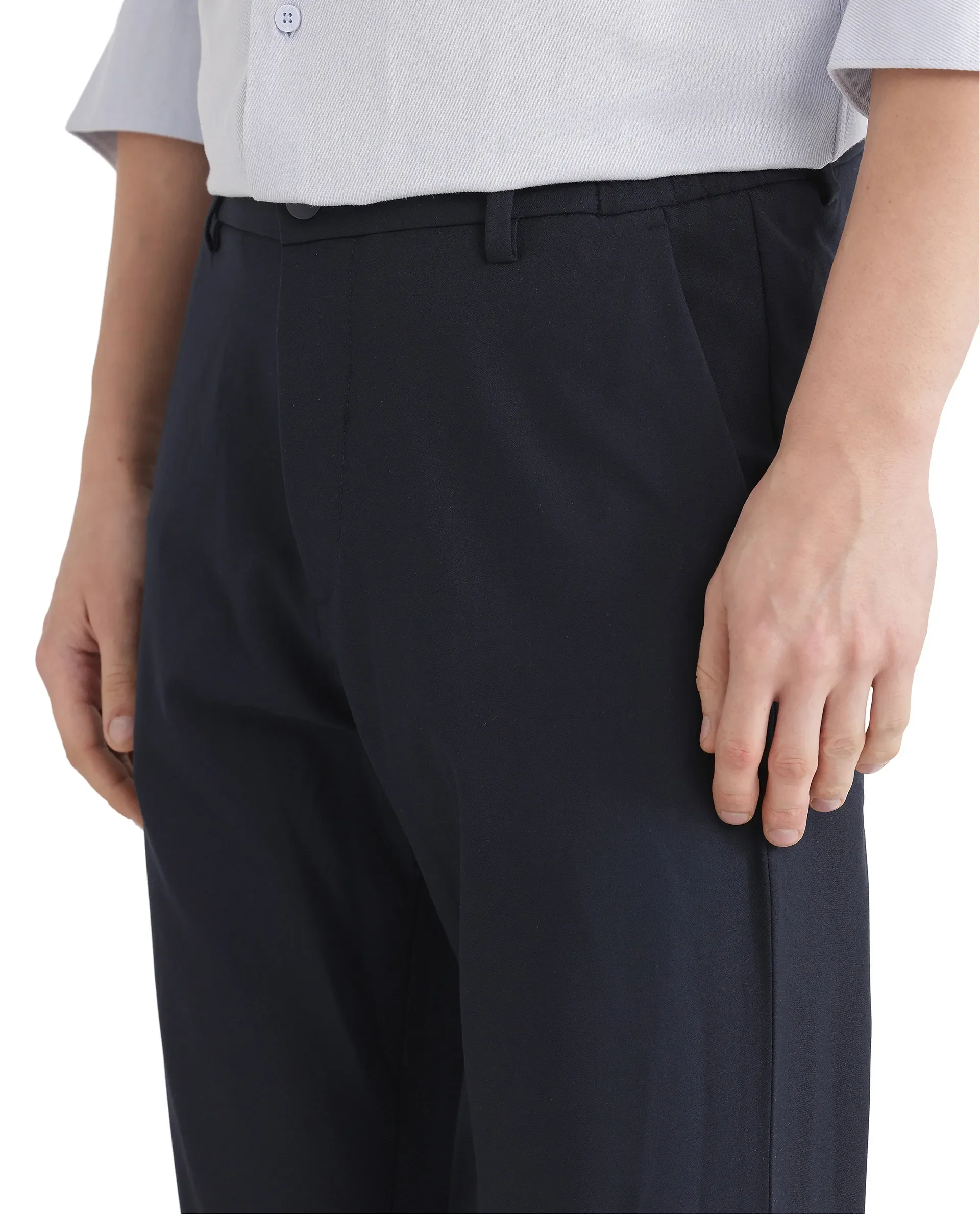 Rare Rabbit Men's Travel 26 Navy Polyester Blend Plain Regular Fit Trouser - Image 3
