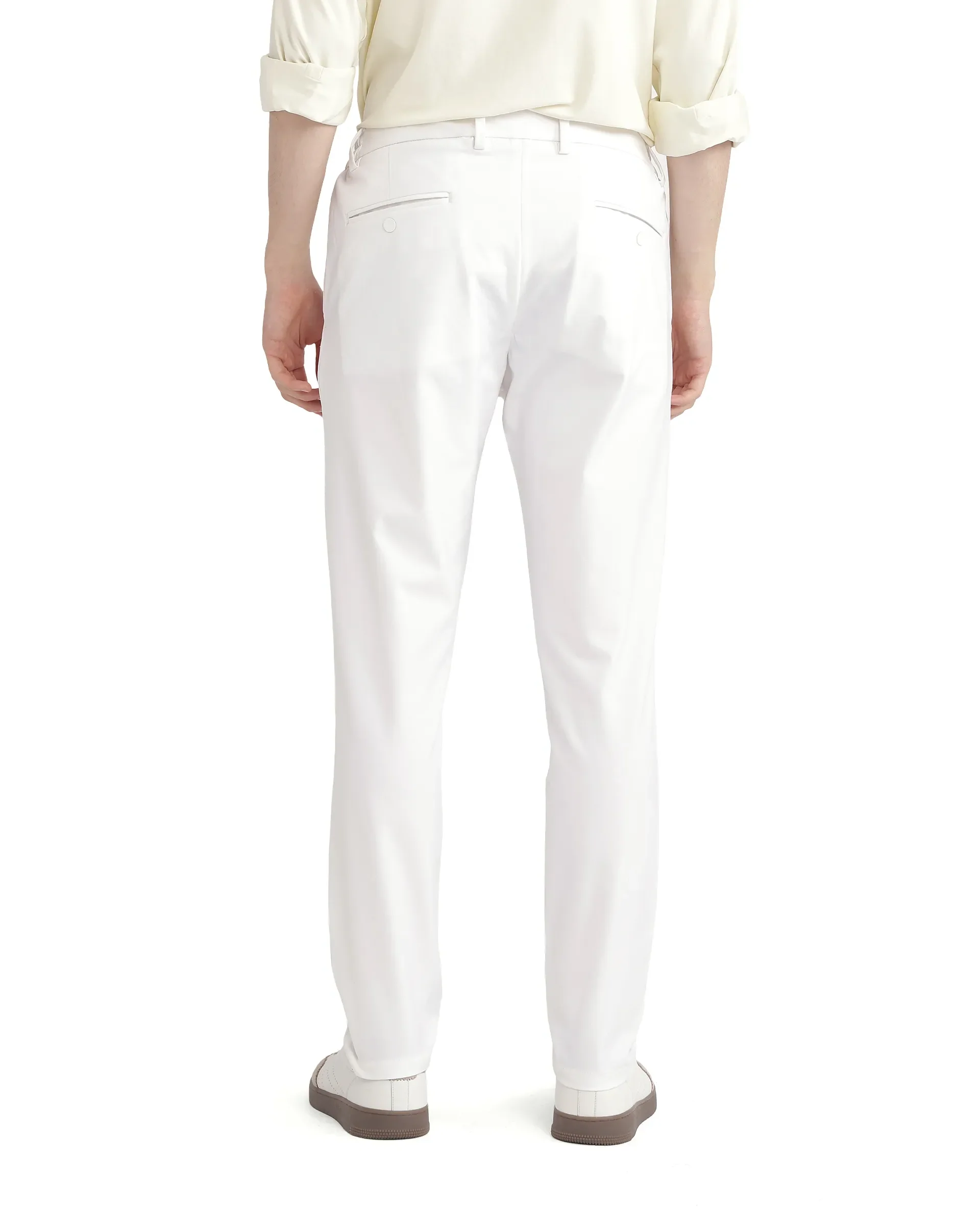 Rare Rabbit Men's Travel-26 White Polyester Blend Plain Regular Fit Trouser - Image 4