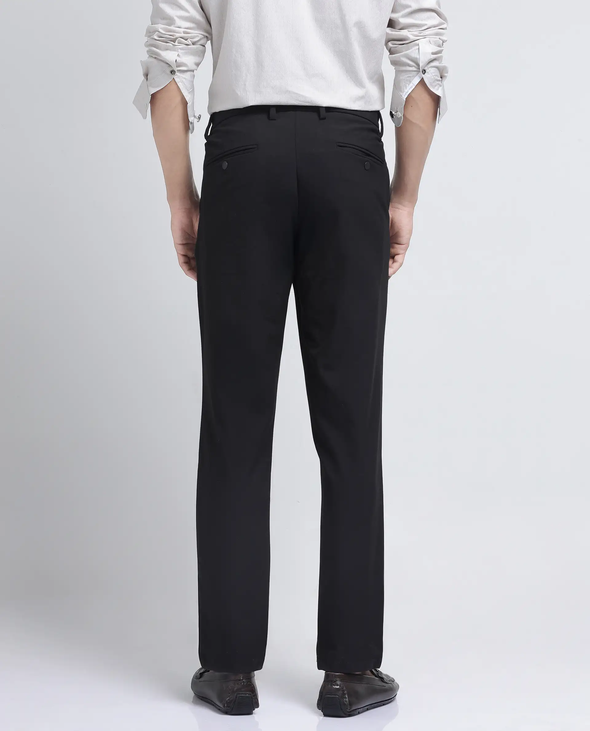 Rare Rabbit Men's Travel-26R Dark Brown Polyester Blend Plain Regular Fit Trouser - Image 4