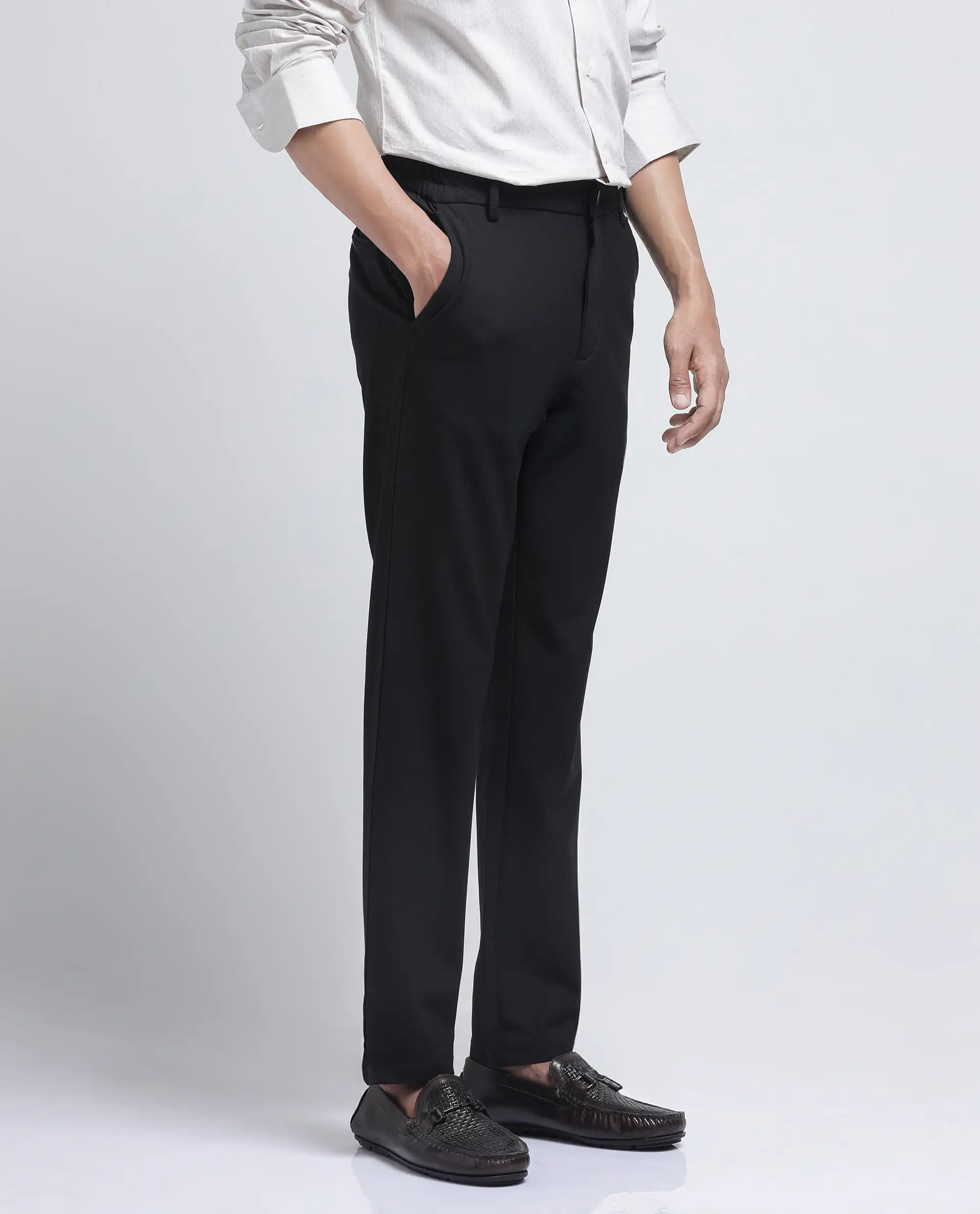 Rare Rabbit Men's Travel-26R Dark Brown Polyester Blend Plain Regular Fit Trouser - Image 6