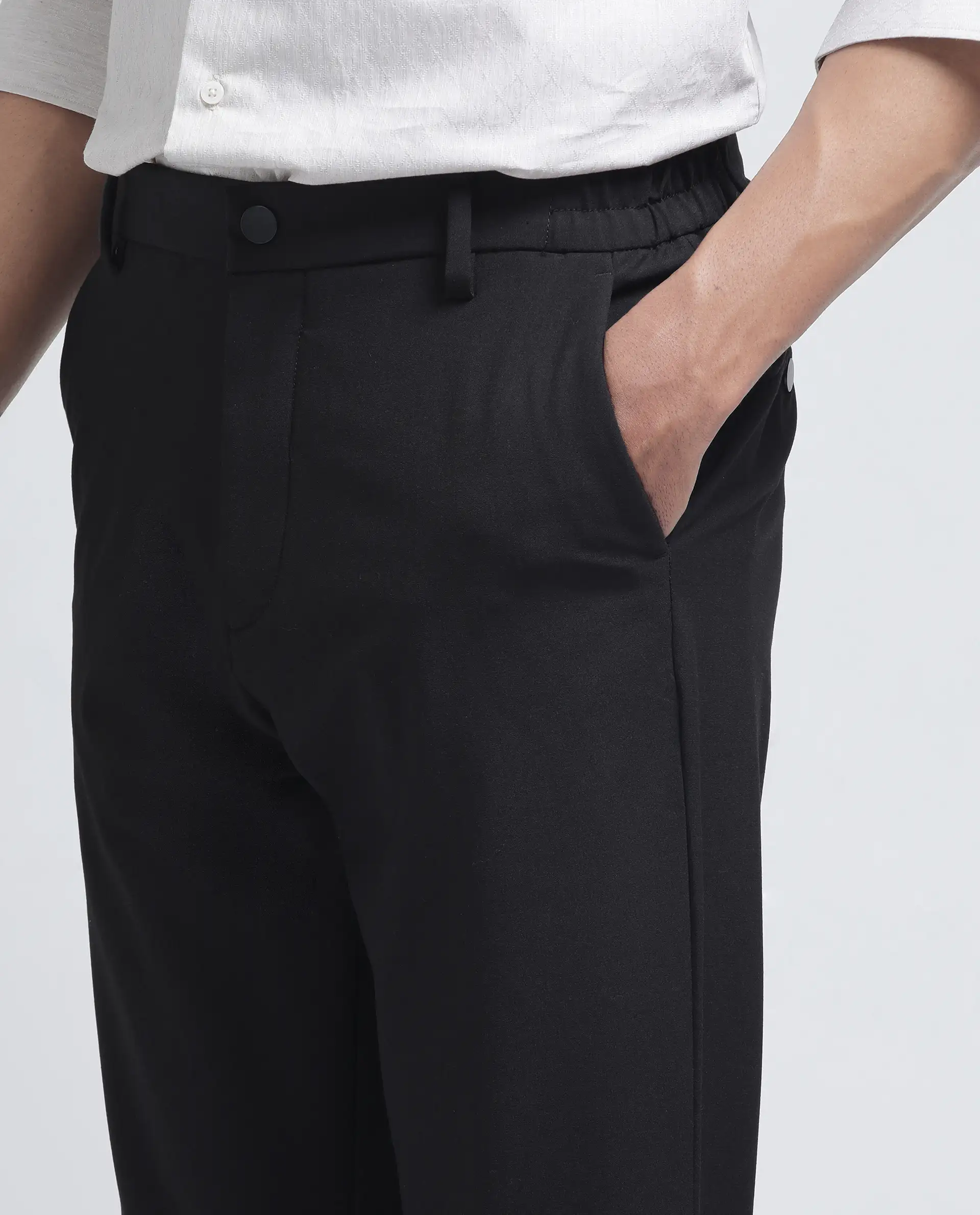 Rare Rabbit Men's Travel-26R Dark Brown Polyester Blend Plain Regular Fit Trouser - Image 7