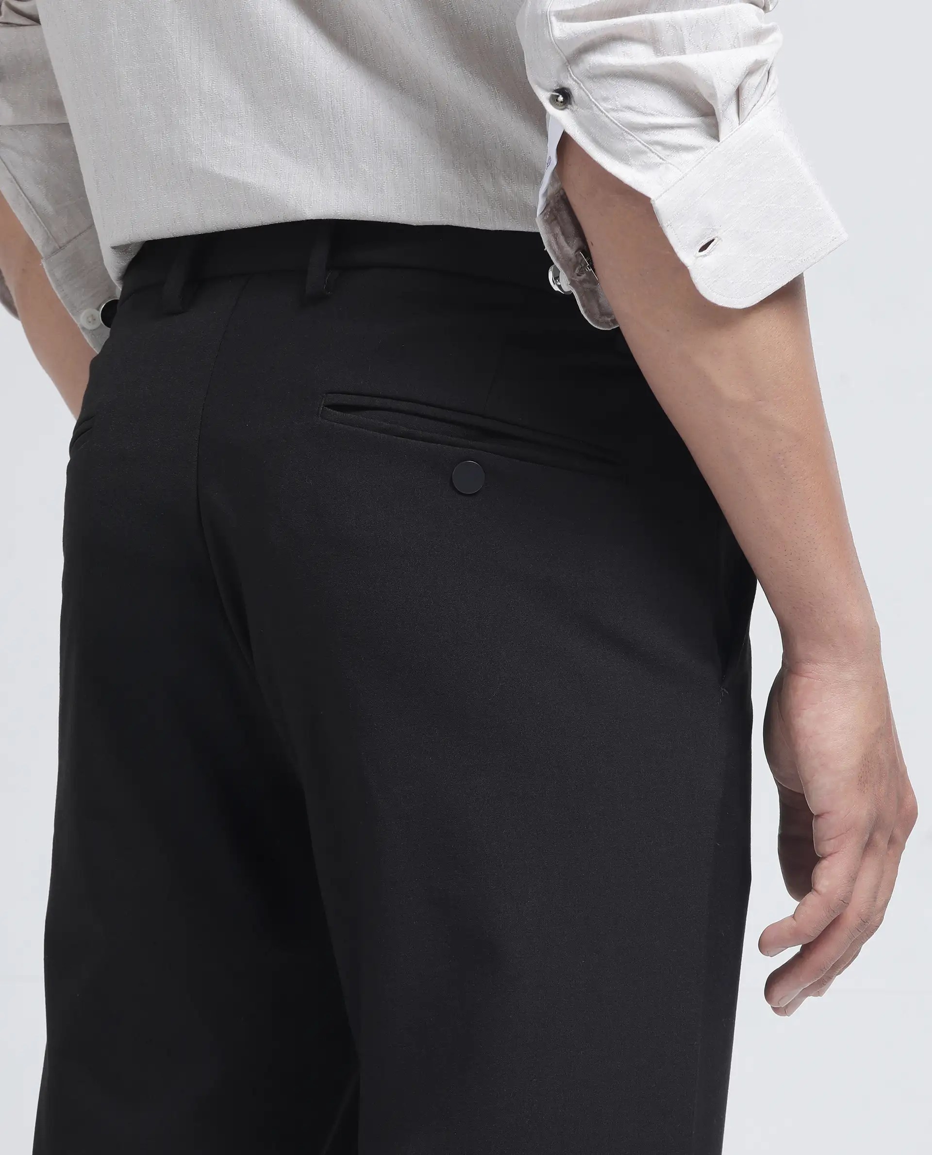 Rare Rabbit Men's Travel-26R Dark Brown Polyester Blend Plain Regular Fit Trouser - Image 8