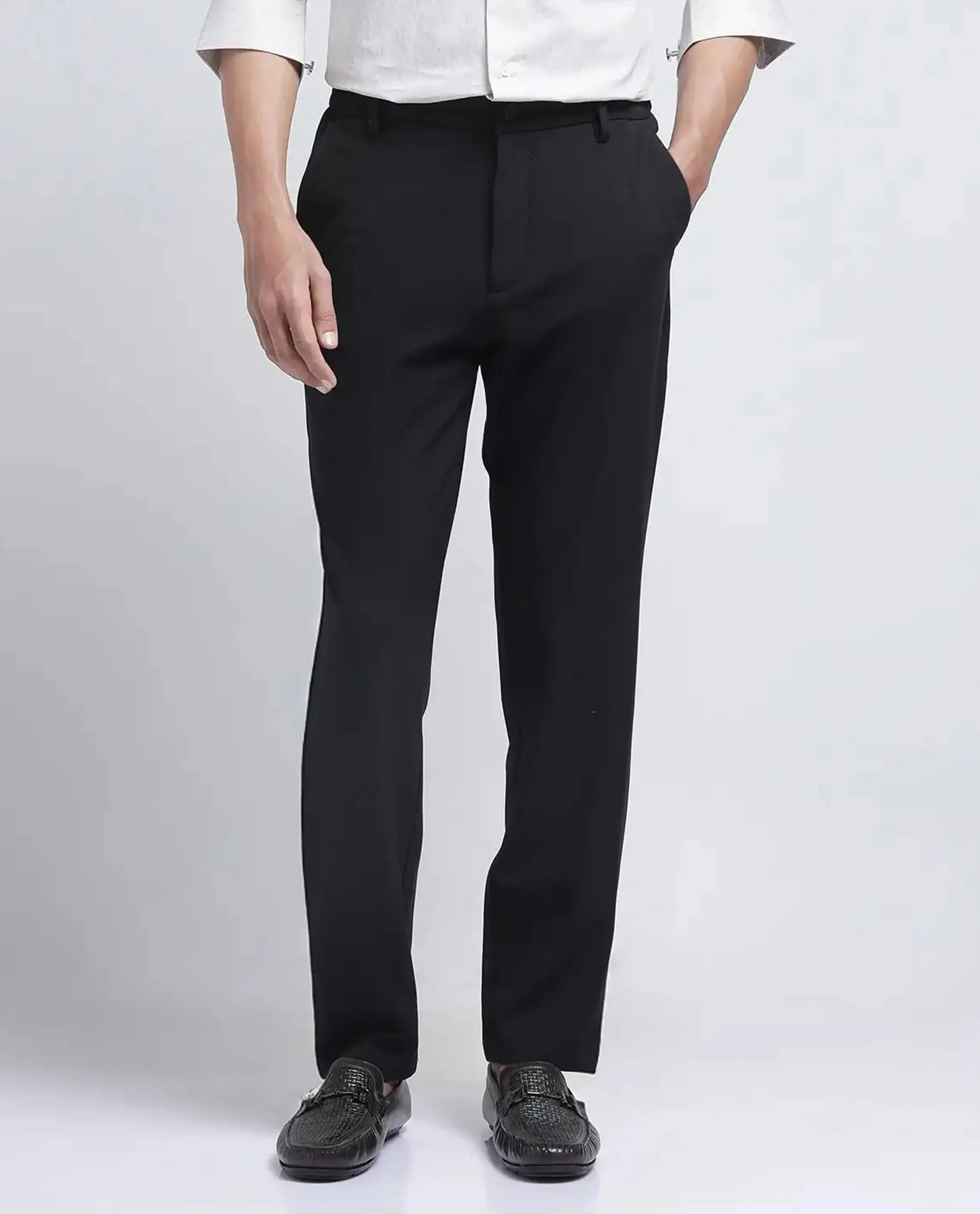Rare Rabbit Men's Travel-26R Dark Brown Polyester Blend Plain Regular Fit Trouser - Image 9