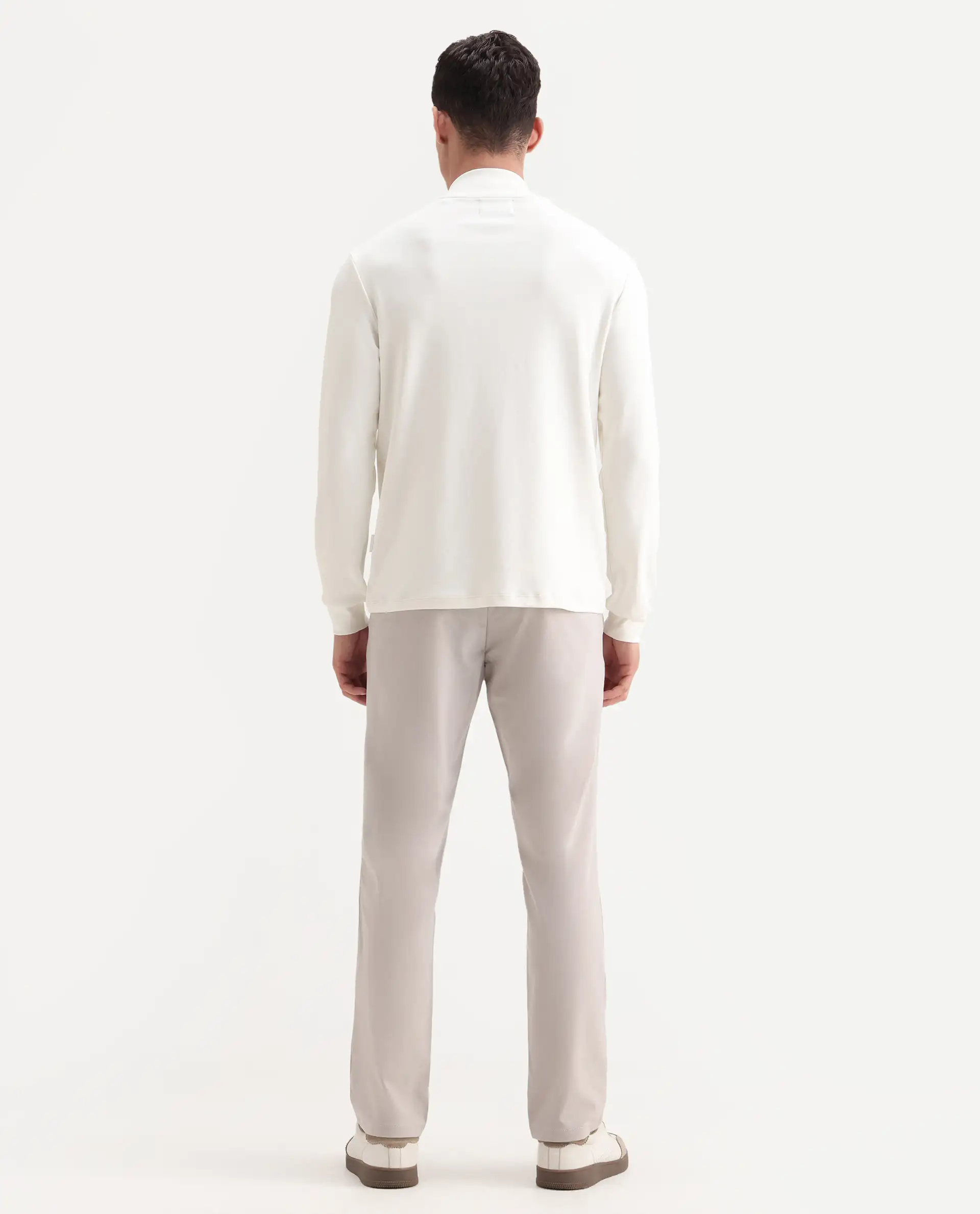 Rare Rabbit Men's Travel-26R Light Beige Polyester Blend Plain Regular Fit Trouser - Image 8