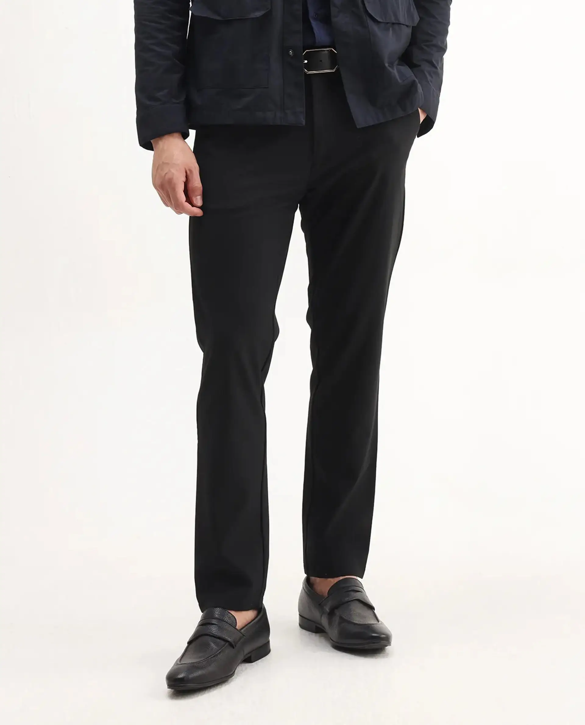 Rare Rabbit Men's Travel-Aw25 Black Polyester Fabric Button And Zip Closure Closure Plain Trouser - Image 10