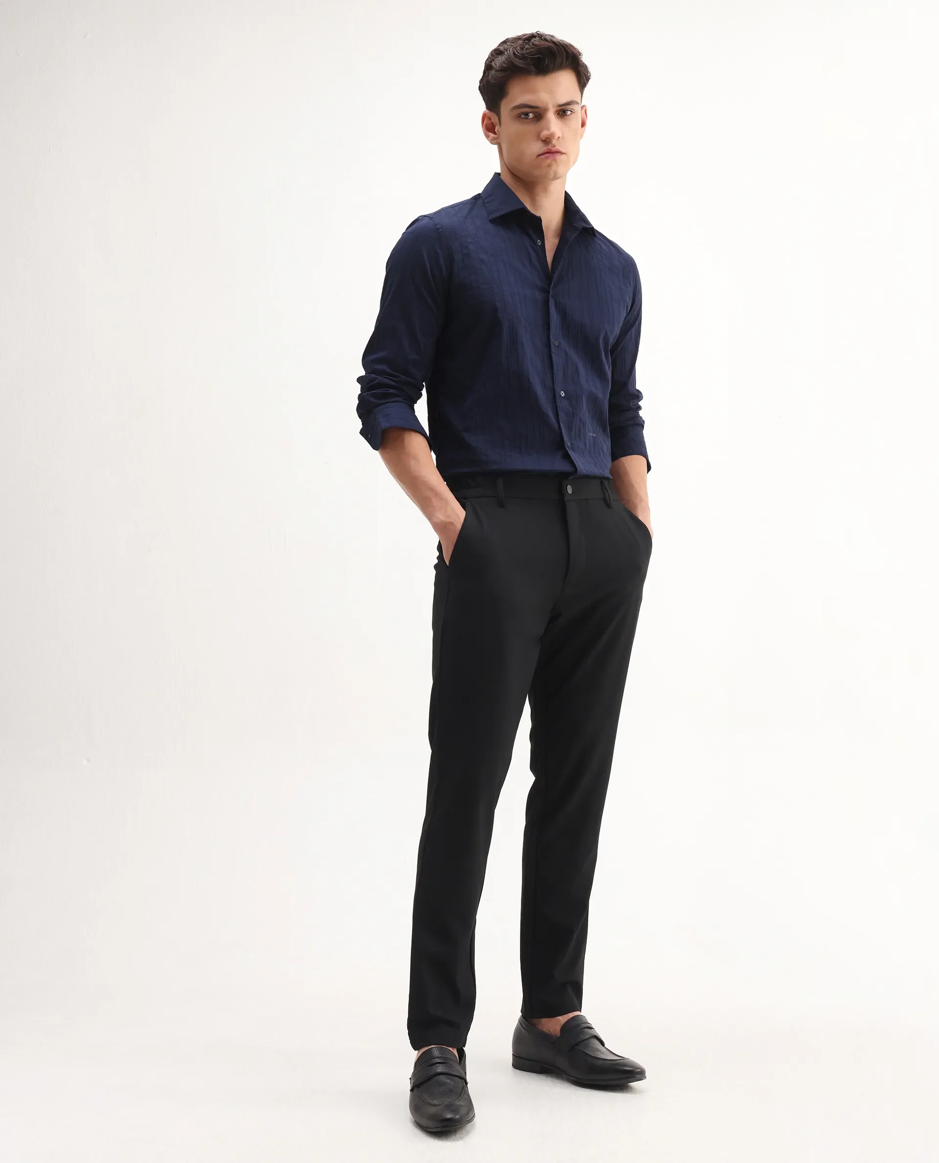 Rare Rabbit Men's Travel-Aw25 Black Polyester Fabric Button And Zip Closure Closure Plain Trouser - Image 6