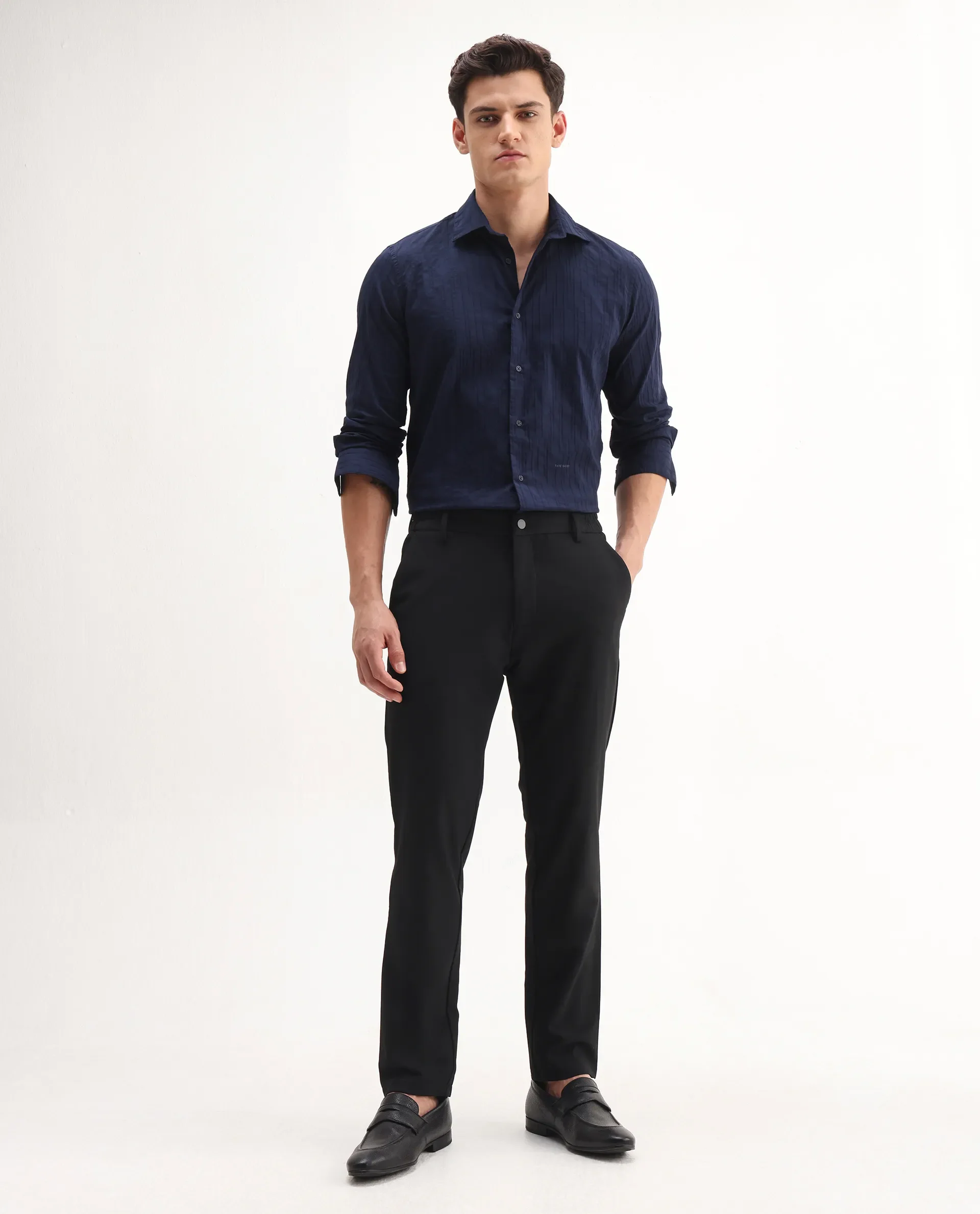 Rare Rabbit Men's Travel-Aw25 Black Polyester Fabric Button And Zip Closure Closure Plain Trouser - Image 8