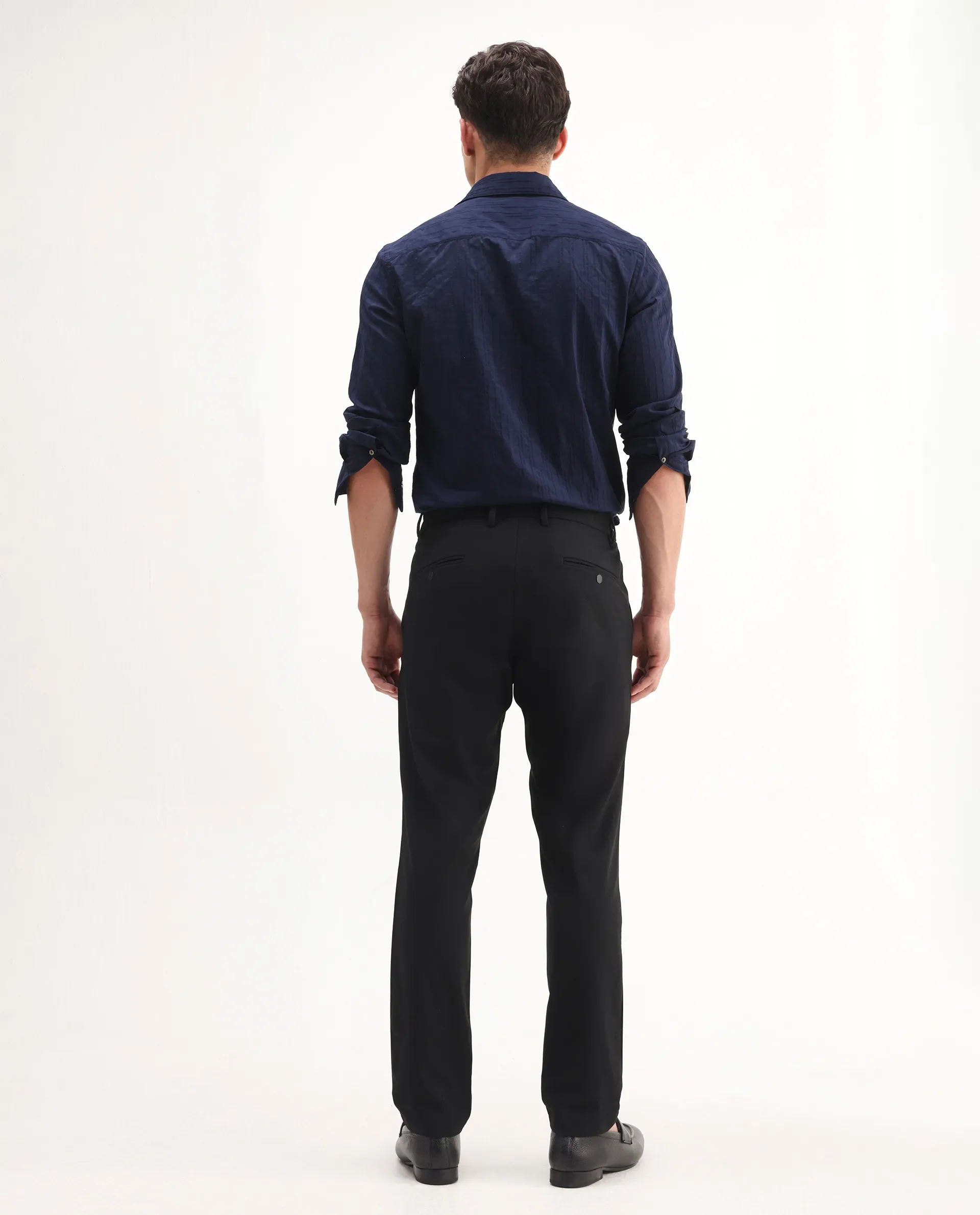 Rare Rabbit Men's Travel-Aw25 Black Polyester Fabric Button And Zip Closure Closure Plain Trouser - Image 9