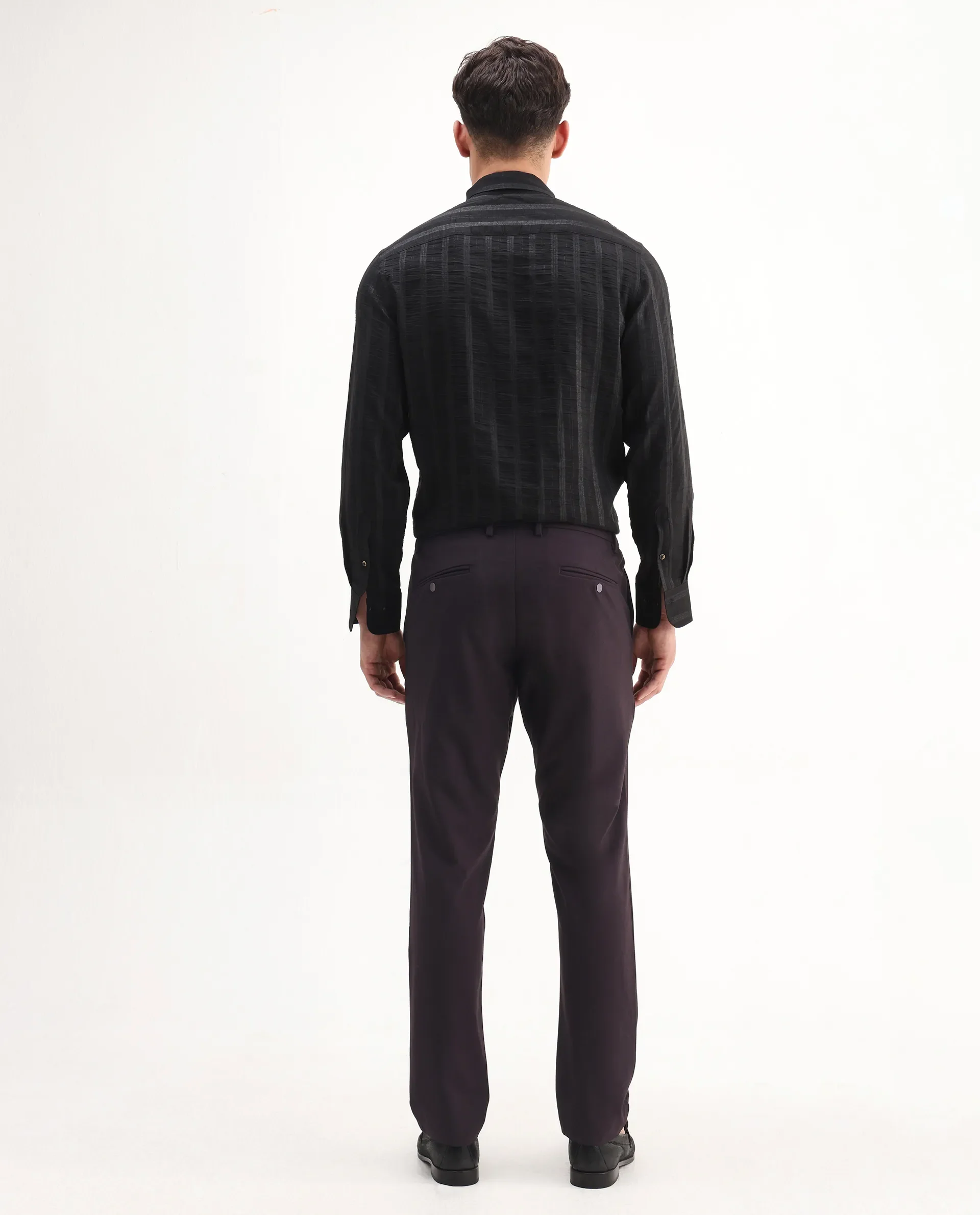 Rare Rabbit Men's Travel-Aw25 Dark Maroon Polyester Blend Plain Regular Fit Trouser - Image 4