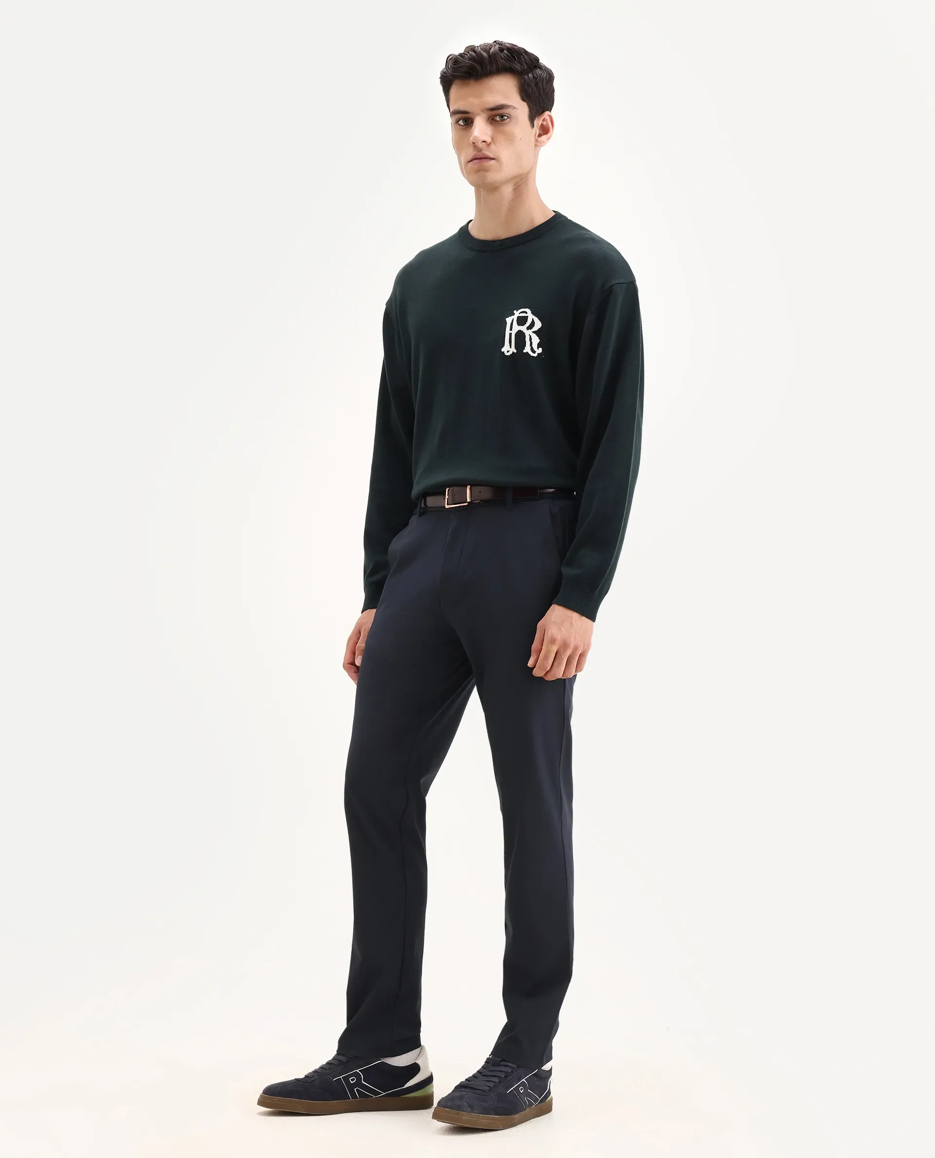 Rare Rabbit Men Travel-Aw25 Dark Navy Polyester Blend Plain Regular Fit Trouser - Image 4