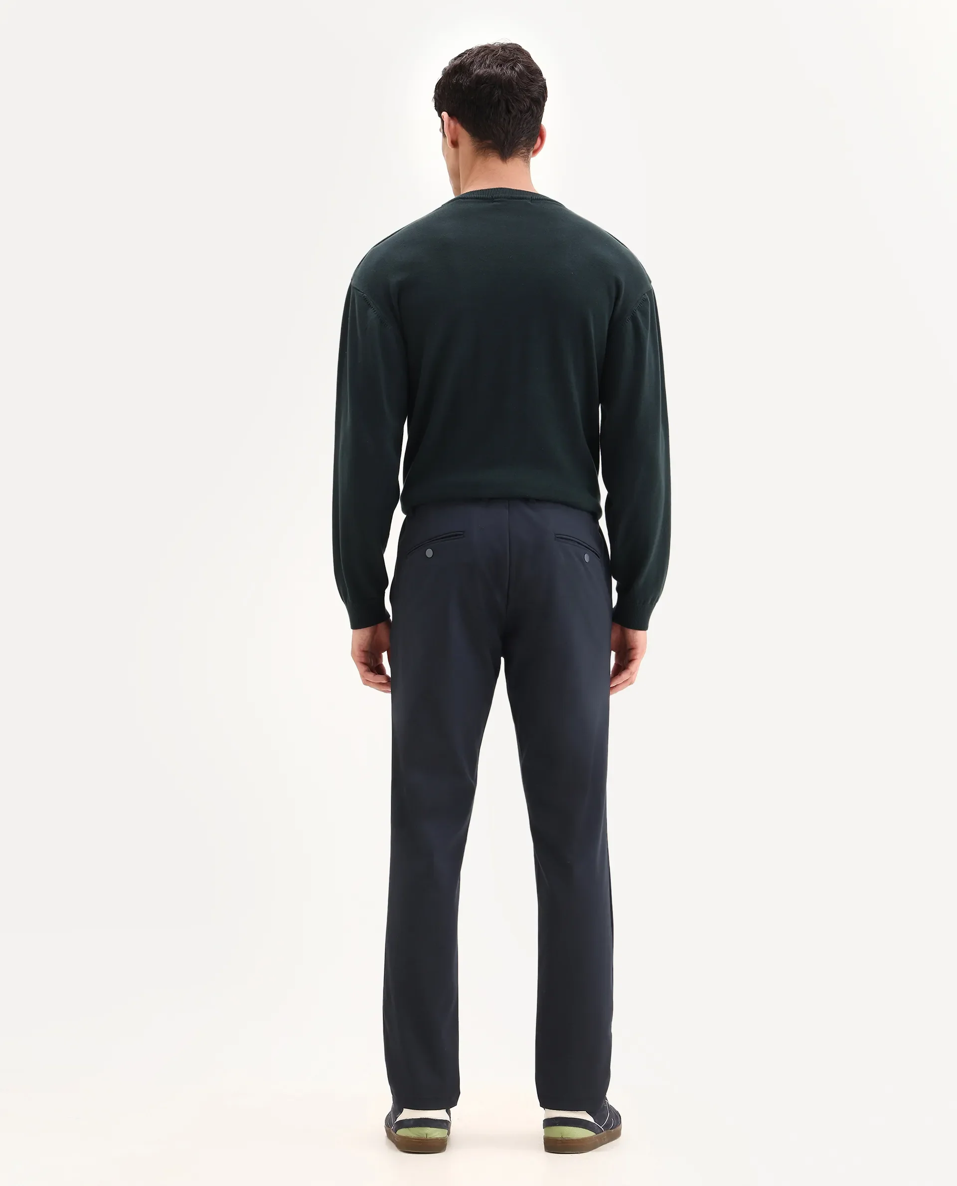 Rare Rabbit Men Travel-Aw25 Dark Navy Polyester Blend Plain Regular Fit Trouser - Image 7