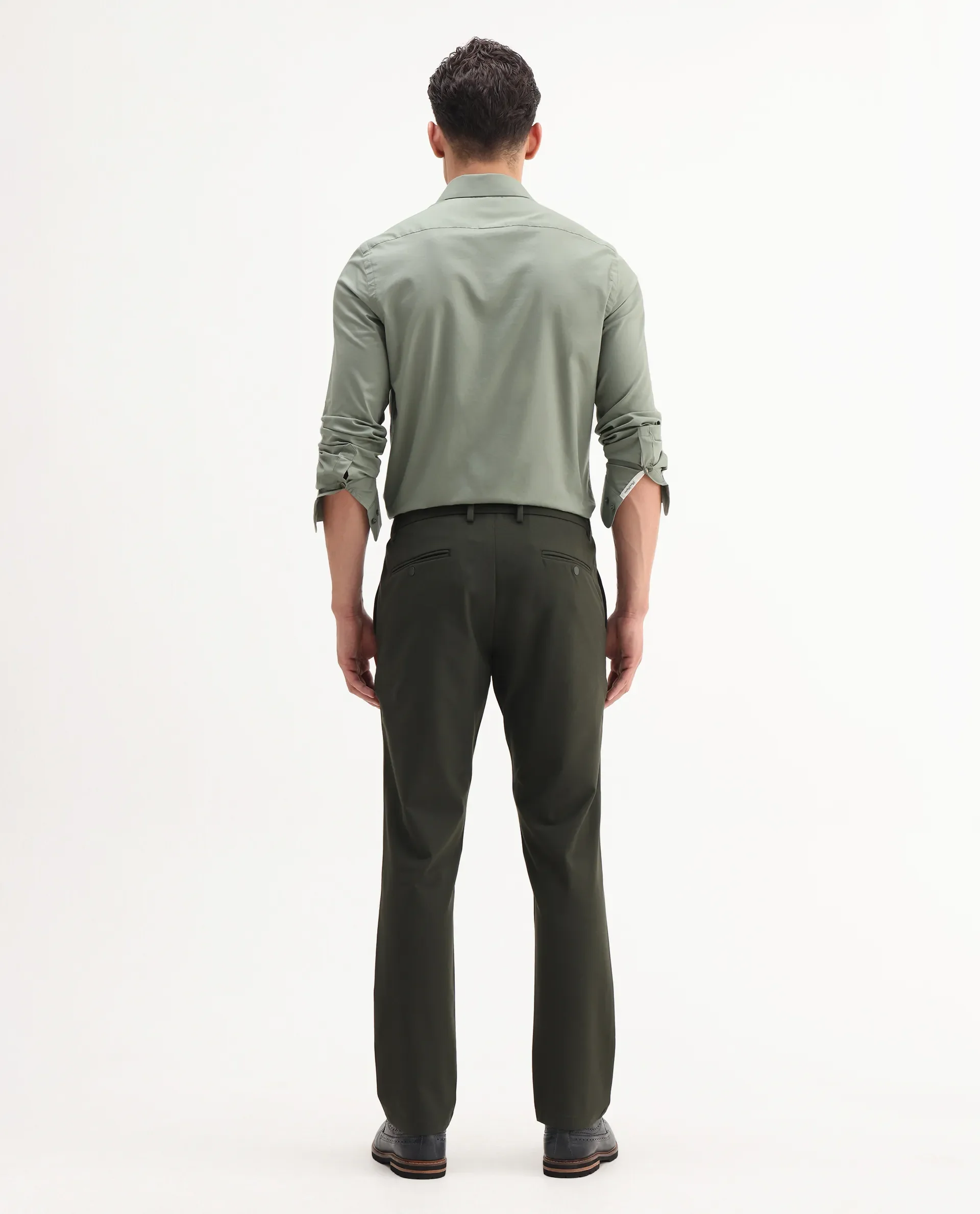 Rare Rabbit Men Travel-Aw25 Green Polyester Fabric Button And Zip Closure Closure Plain Trouser - Image 9