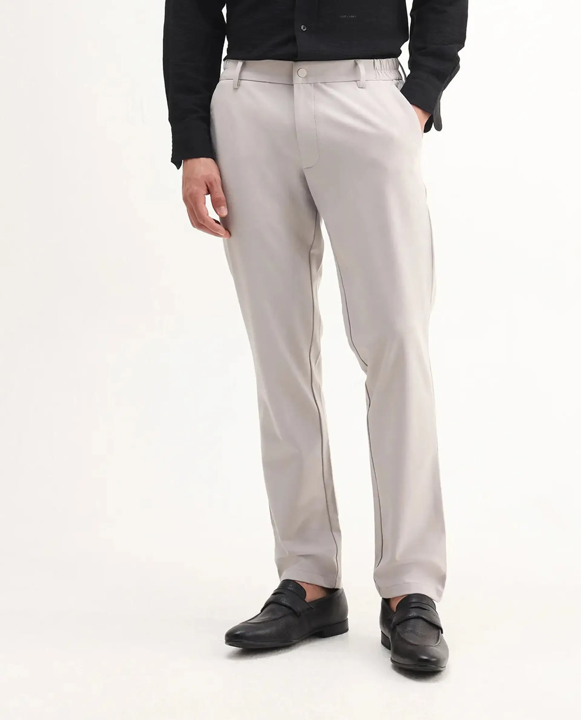 Rare Rabbit Men's Travel-Aw25 Light Beige Polyester Blend Plain Regular Fit Trouser - Image 10
