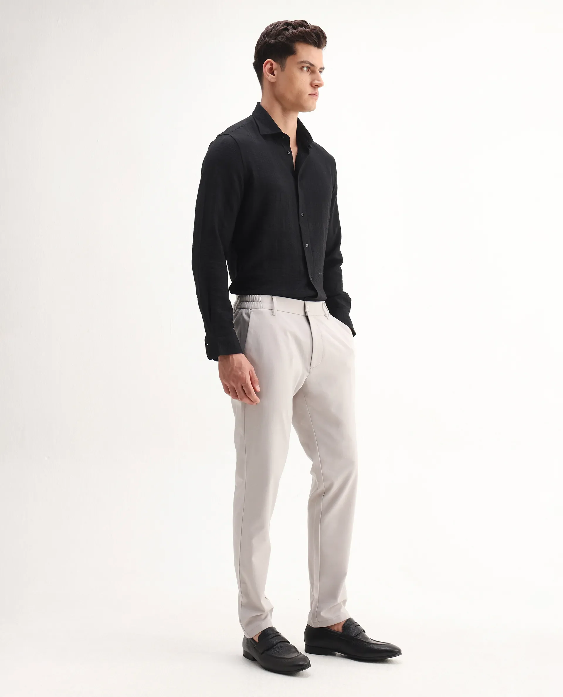 Rare Rabbit Men's Travel-Aw25 Light Beige Polyester Blend Plain Regular Fit Trouser - Image 6