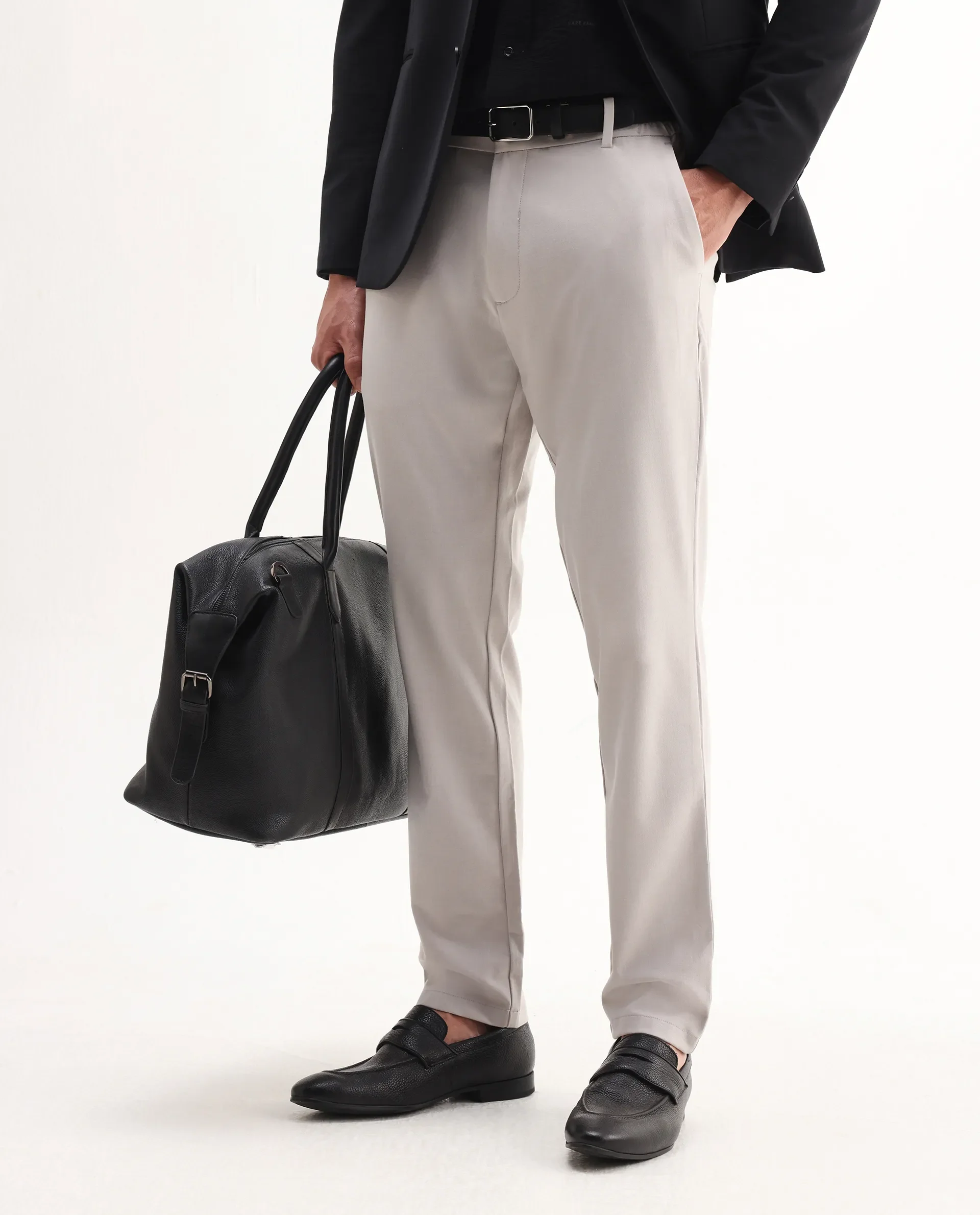 Rare Rabbit Men's Travel-Aw25 Light Beige Polyester Blend Plain Regular Fit Trouser - Image 7