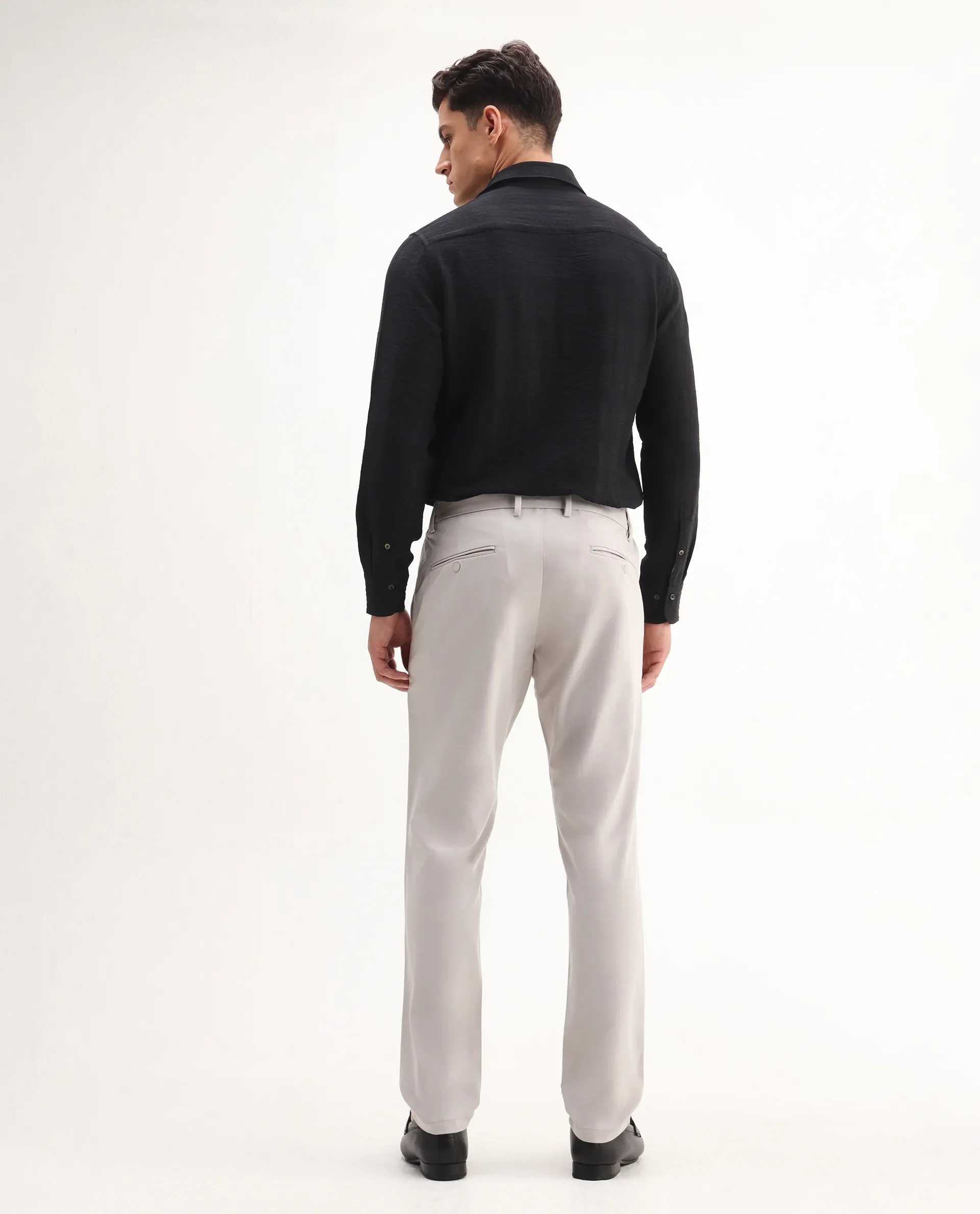 Rare Rabbit Men's Travel-Aw25 Light Beige Polyester Blend Plain Regular Fit Trouser - Image 9