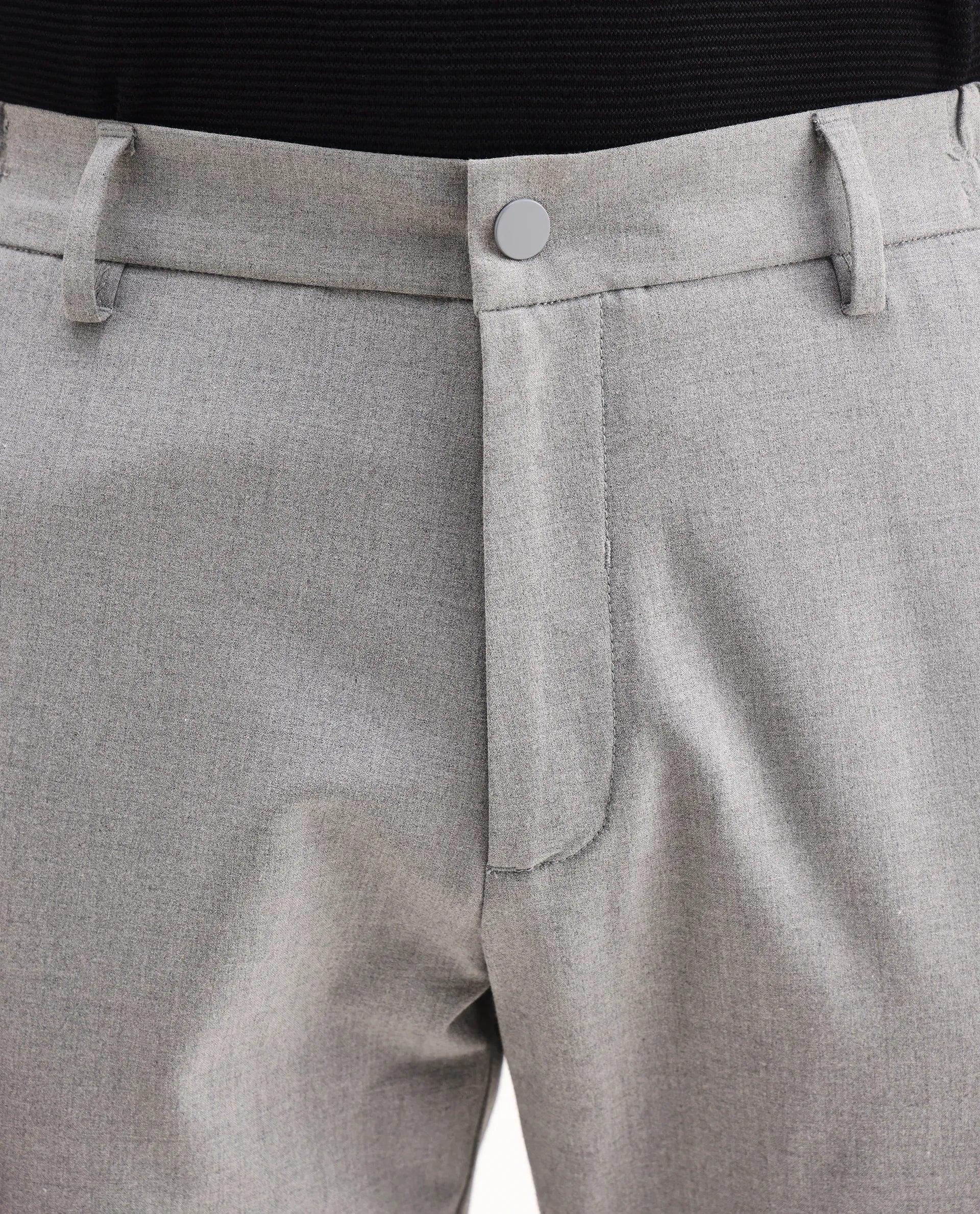 Rare Rabbit Men's Travel-Aw25 Light Grey Polyester Blend Plain Regular Fit Trouser - Image 3