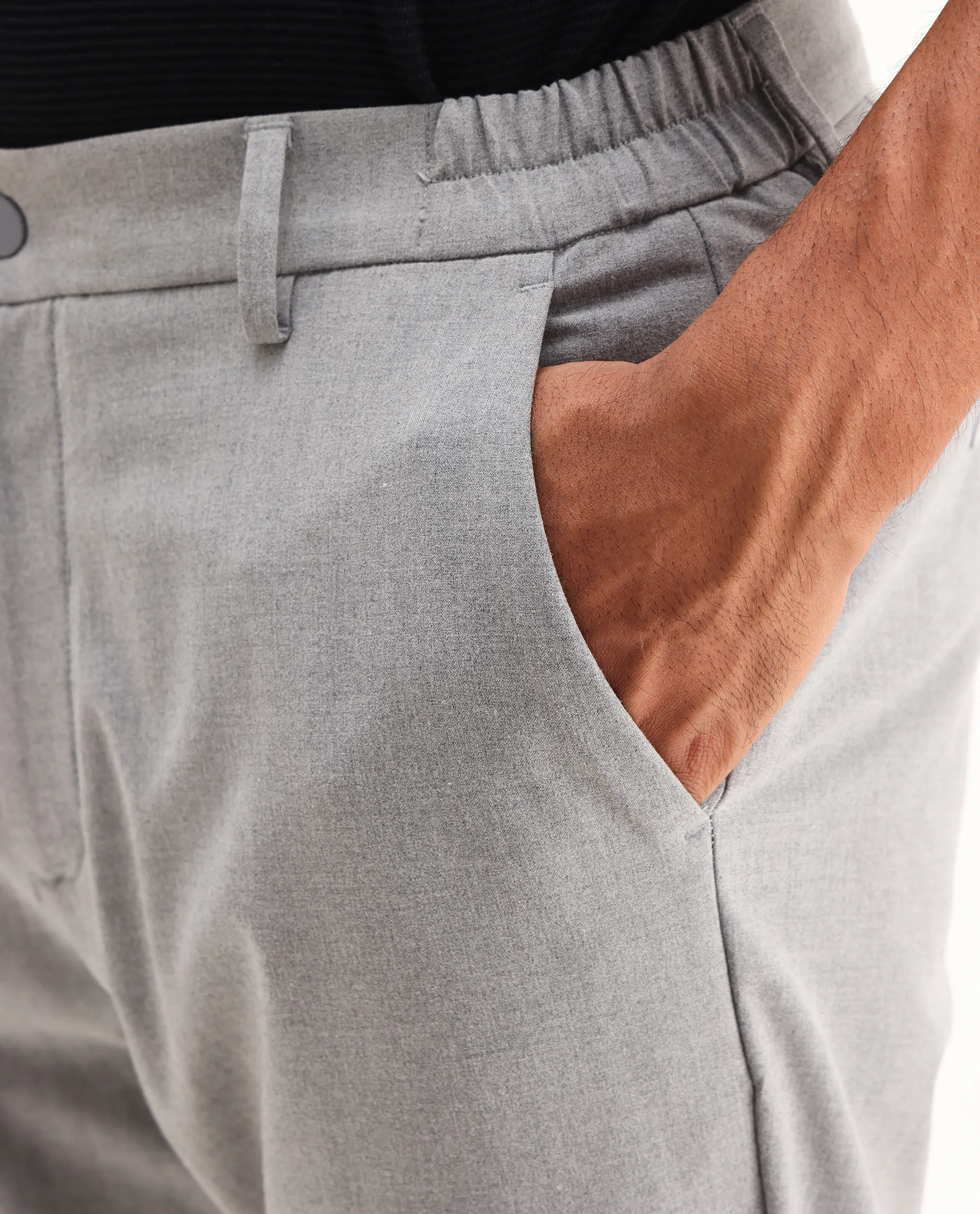 Rare Rabbit Men's Travel-Aw25 Light Grey Polyester Blend Plain Regular Fit Trouser - Image 8