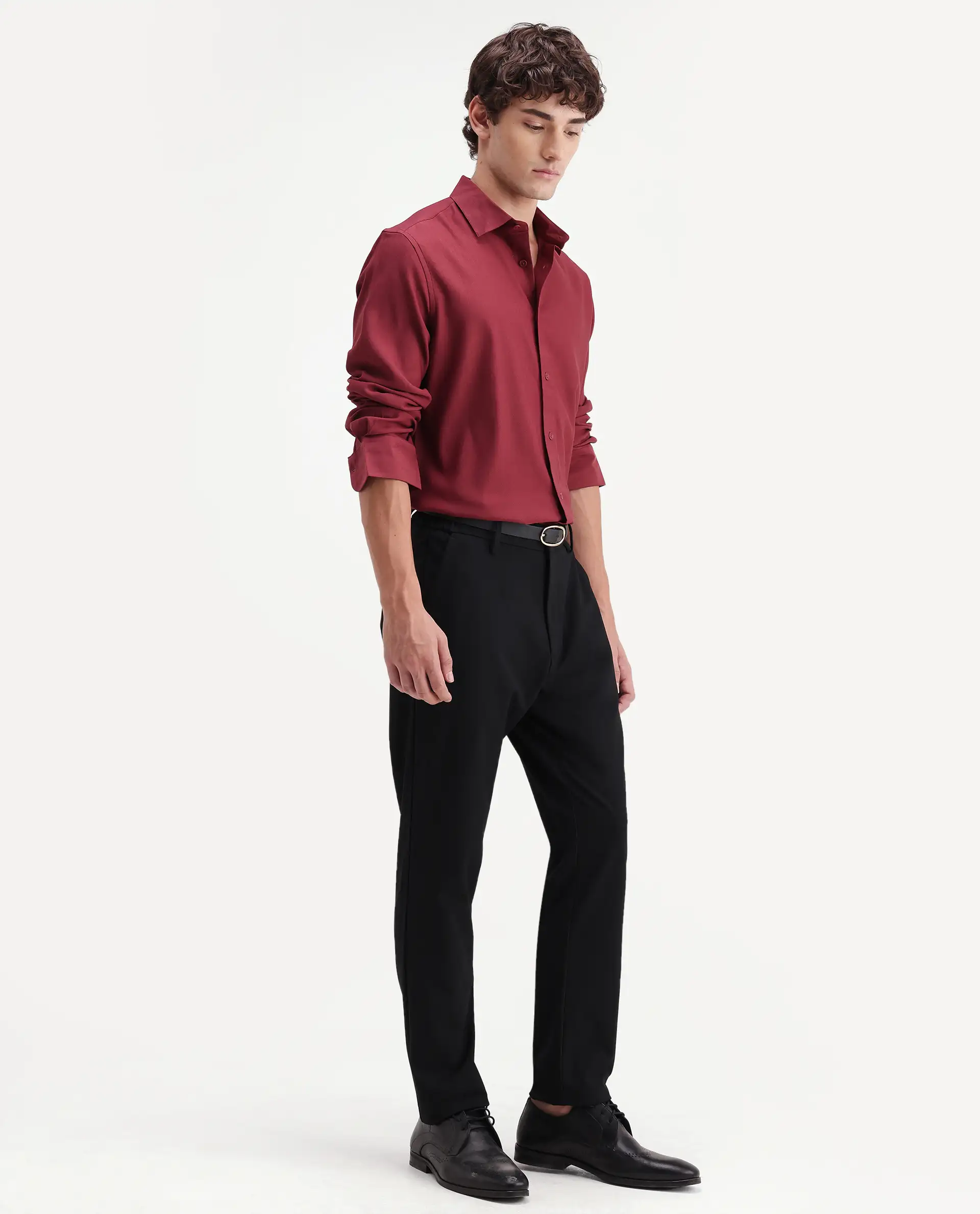 Rare Rabbit Men's Travel-Aw26 Black Polyester Blend Fabric Regular Fit Plain Trouser - Image 5