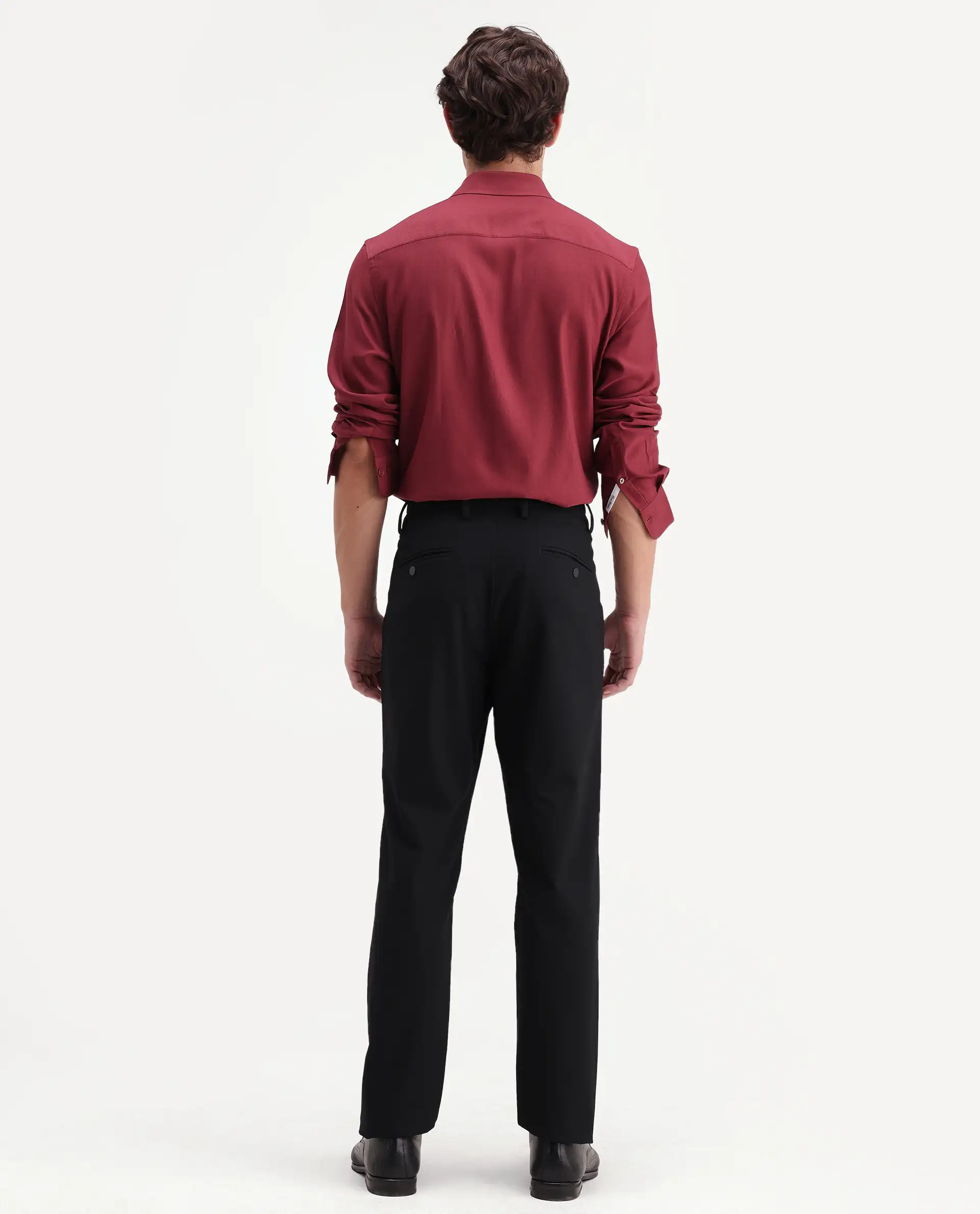 Rare Rabbit Men's Travel-Aw26 Black Polyester Blend Fabric Regular Fit Plain Trouser - Image 7