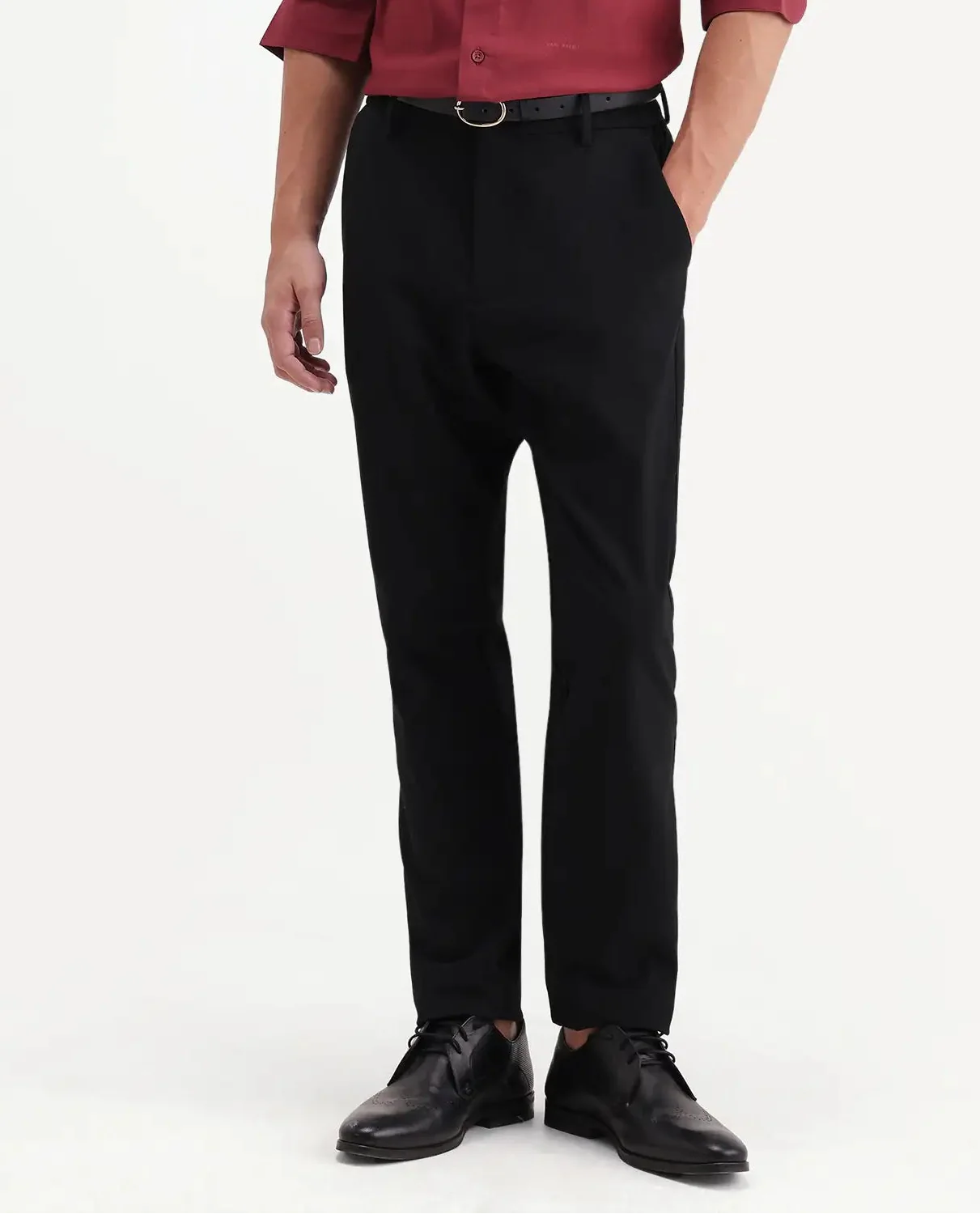 Rare Rabbit Men's Travel-Aw26 Black Polyester Blend Fabric Regular Fit Plain Trouser - Image 8