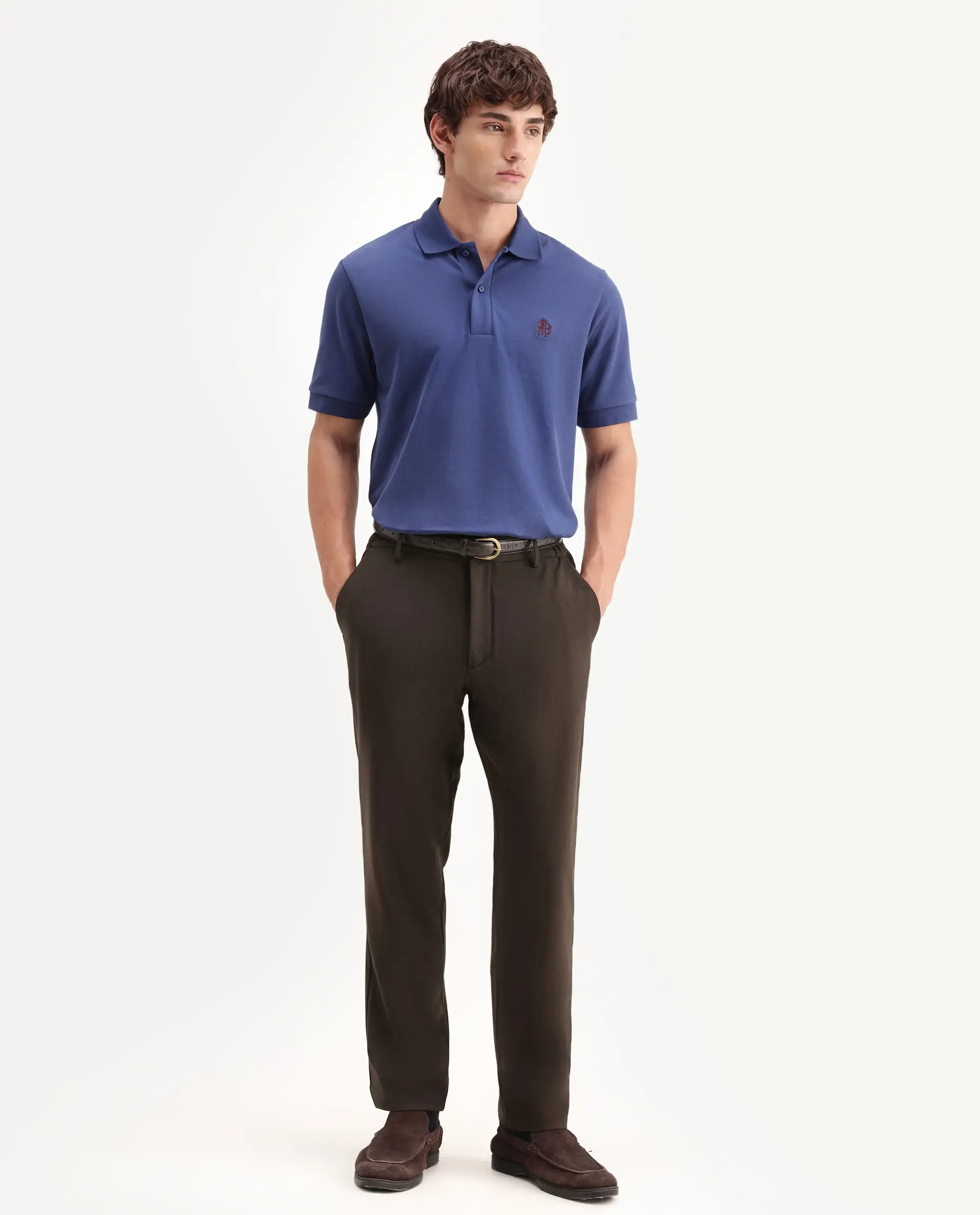 Rare Rabbit Men's Travel-Aw26 Dark Brown Polyester Blend Fabric Regular Fit Plain Trouser - Image 4