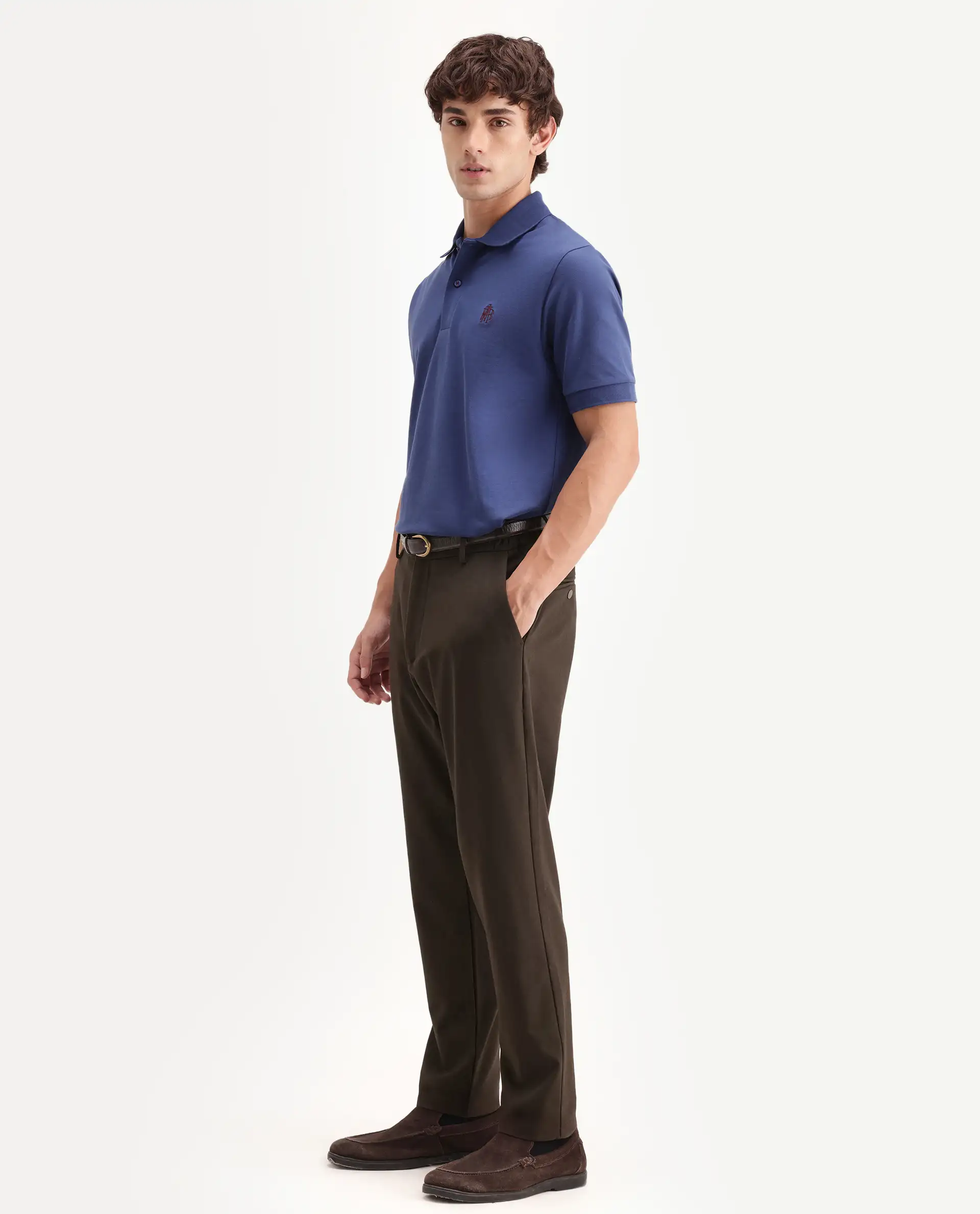 Rare Rabbit Men's Travel-Aw26 Dark Brown Polyester Blend Fabric Regular Fit Plain Trouser - Image 6