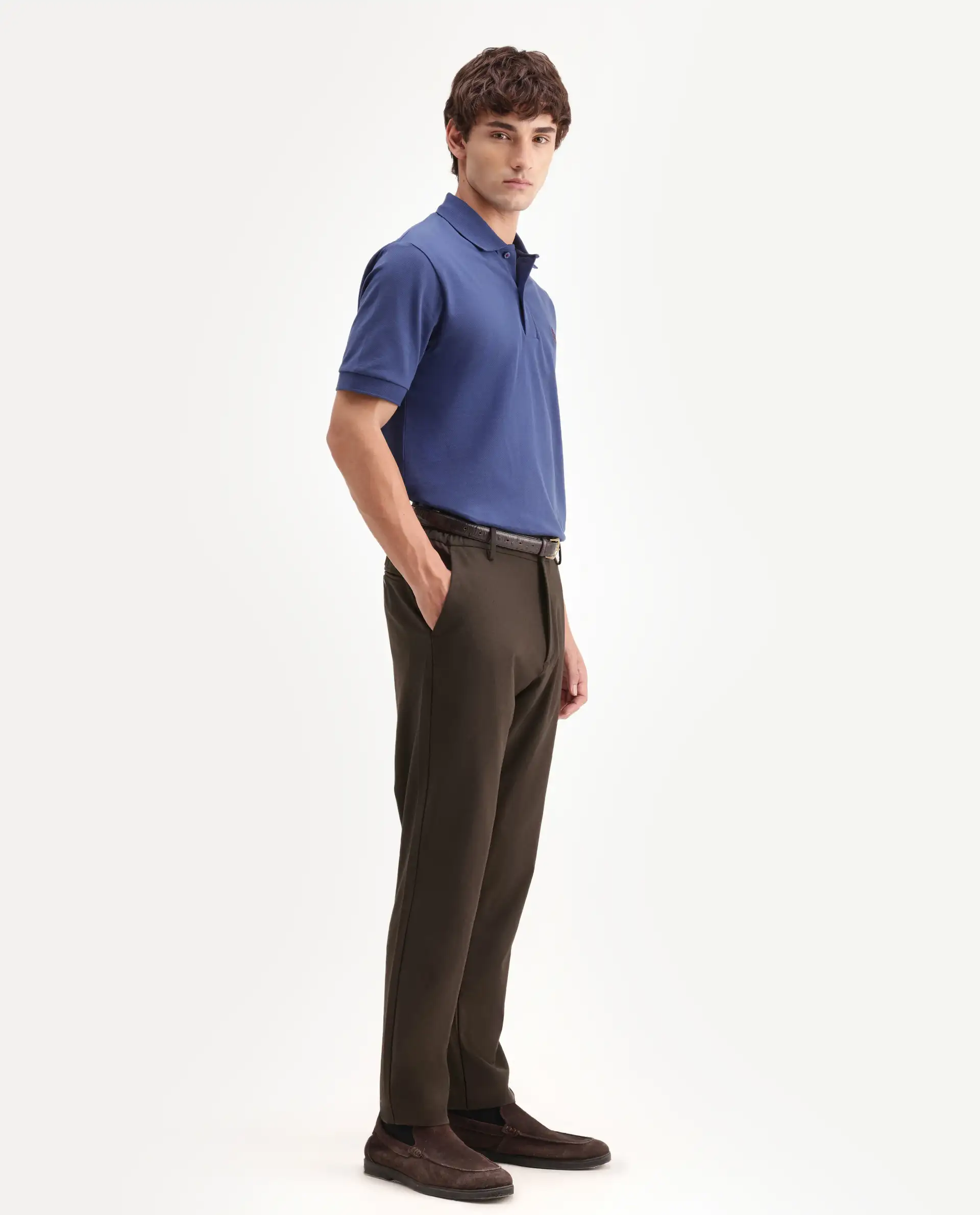 Rare Rabbit Men's Travel-Aw26 Dark Brown Polyester Blend Fabric Regular Fit Plain Trouser - Image 7