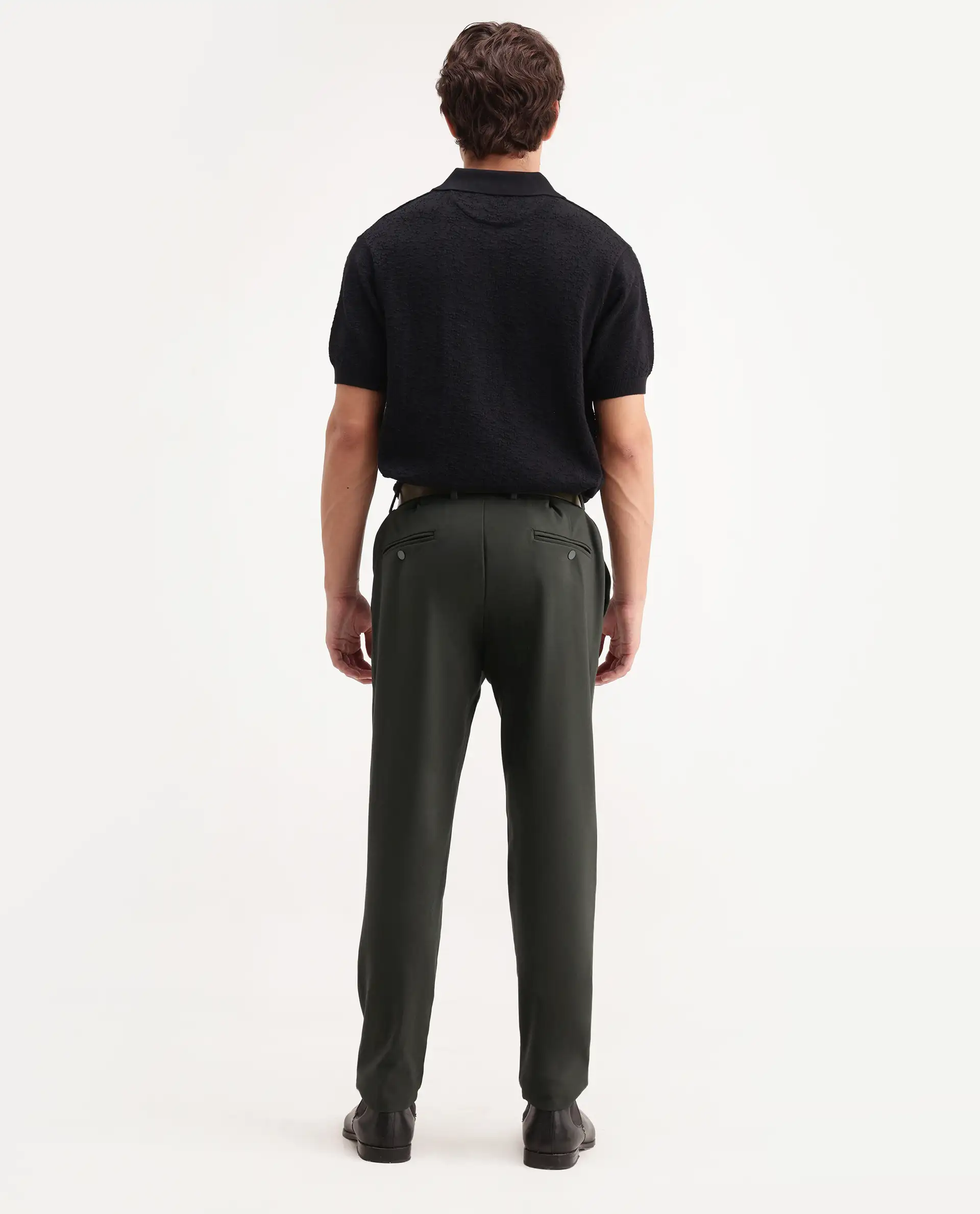 Rare Rabbit Men's Travel-Aw26 Dark Olive Polyester Blend Fabric Regular Fit Plain Trouser - Image 7