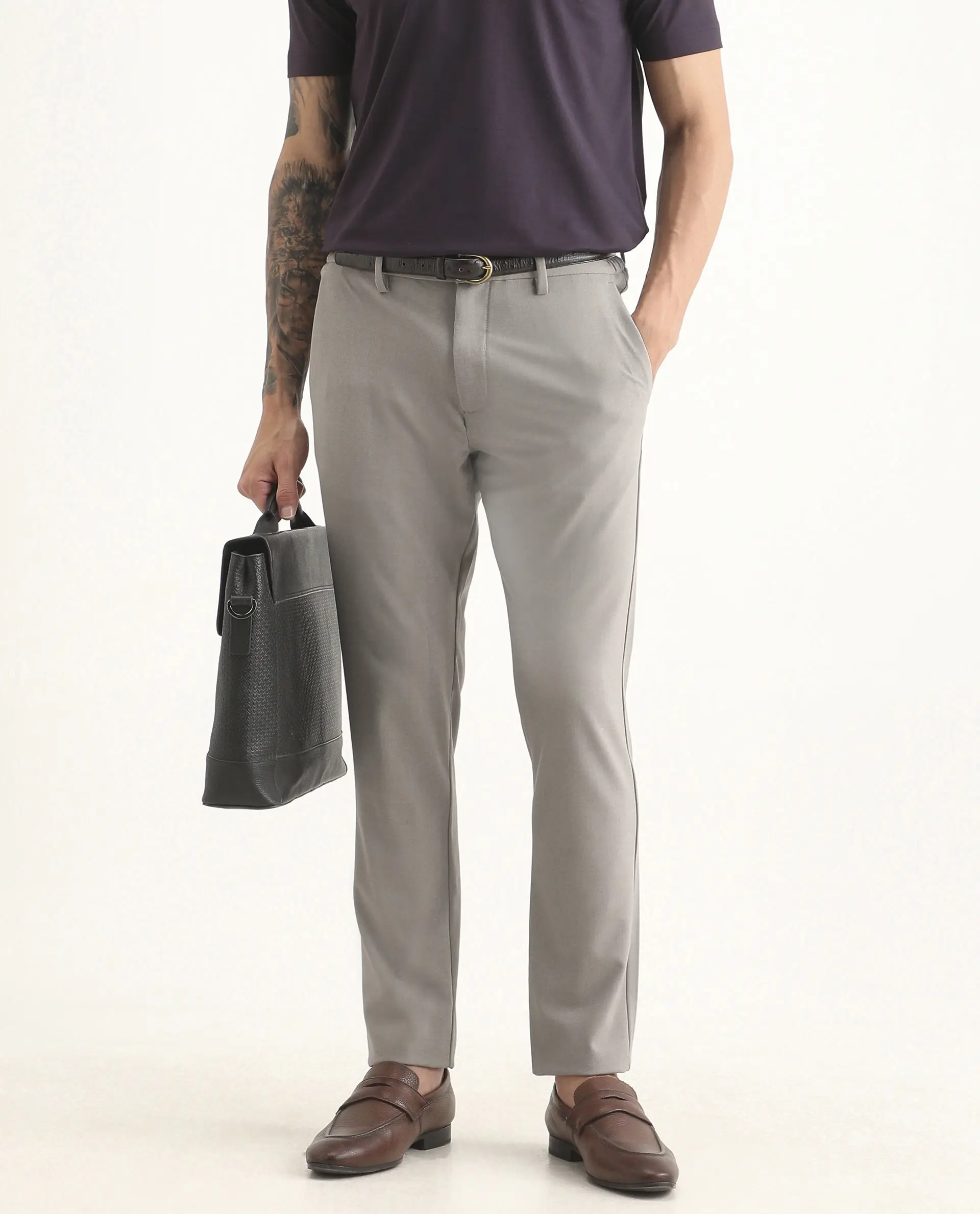 Rare Rabbit Men's Travel-Ss26 Beige Polyester Fabric Button And Zip Closure Closure Plain Trouser - Image 2