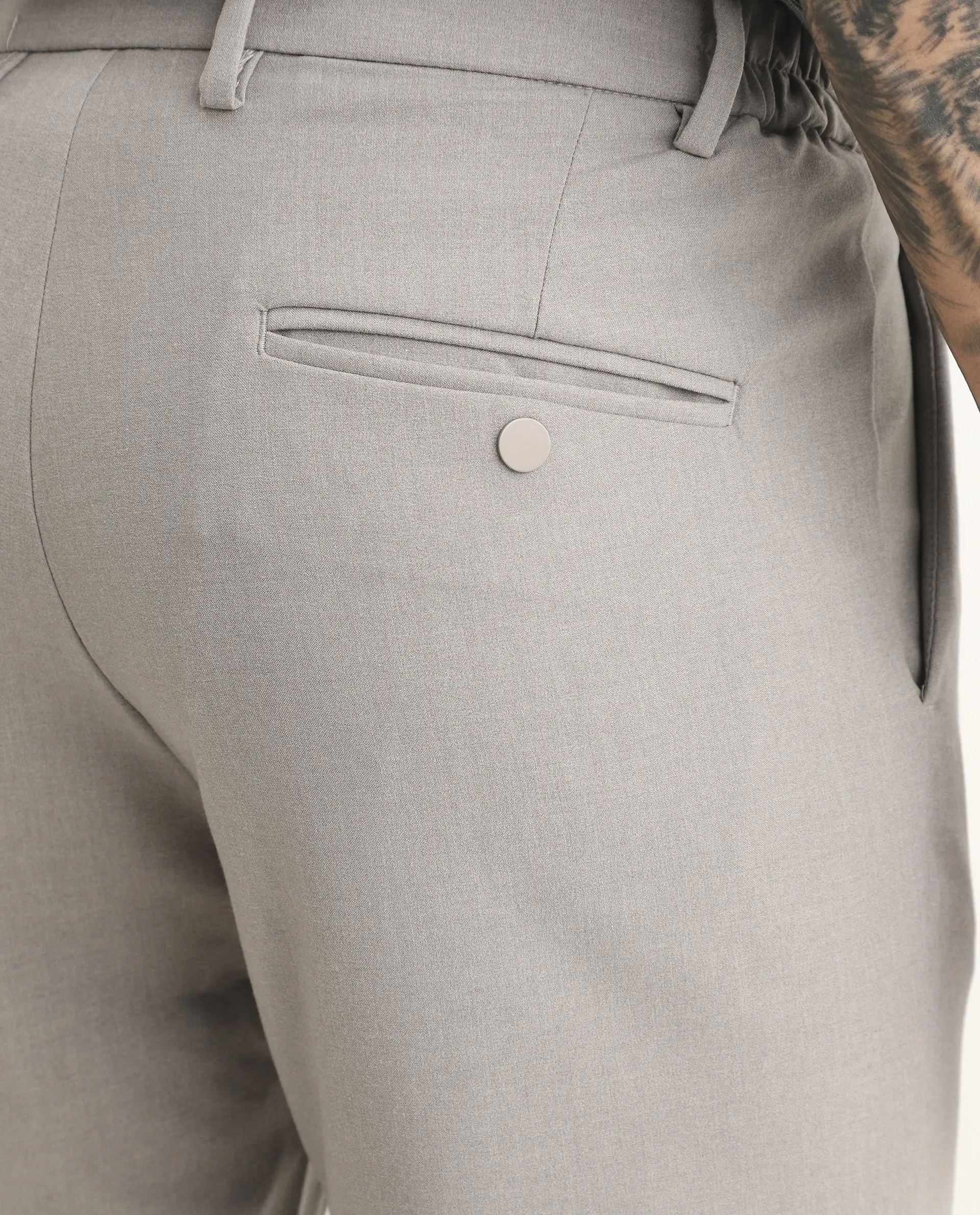 Rare Rabbit Men's Travel-Ss26 Beige Polyester Fabric Button And Zip Closure Closure Plain Trouser - Image 4