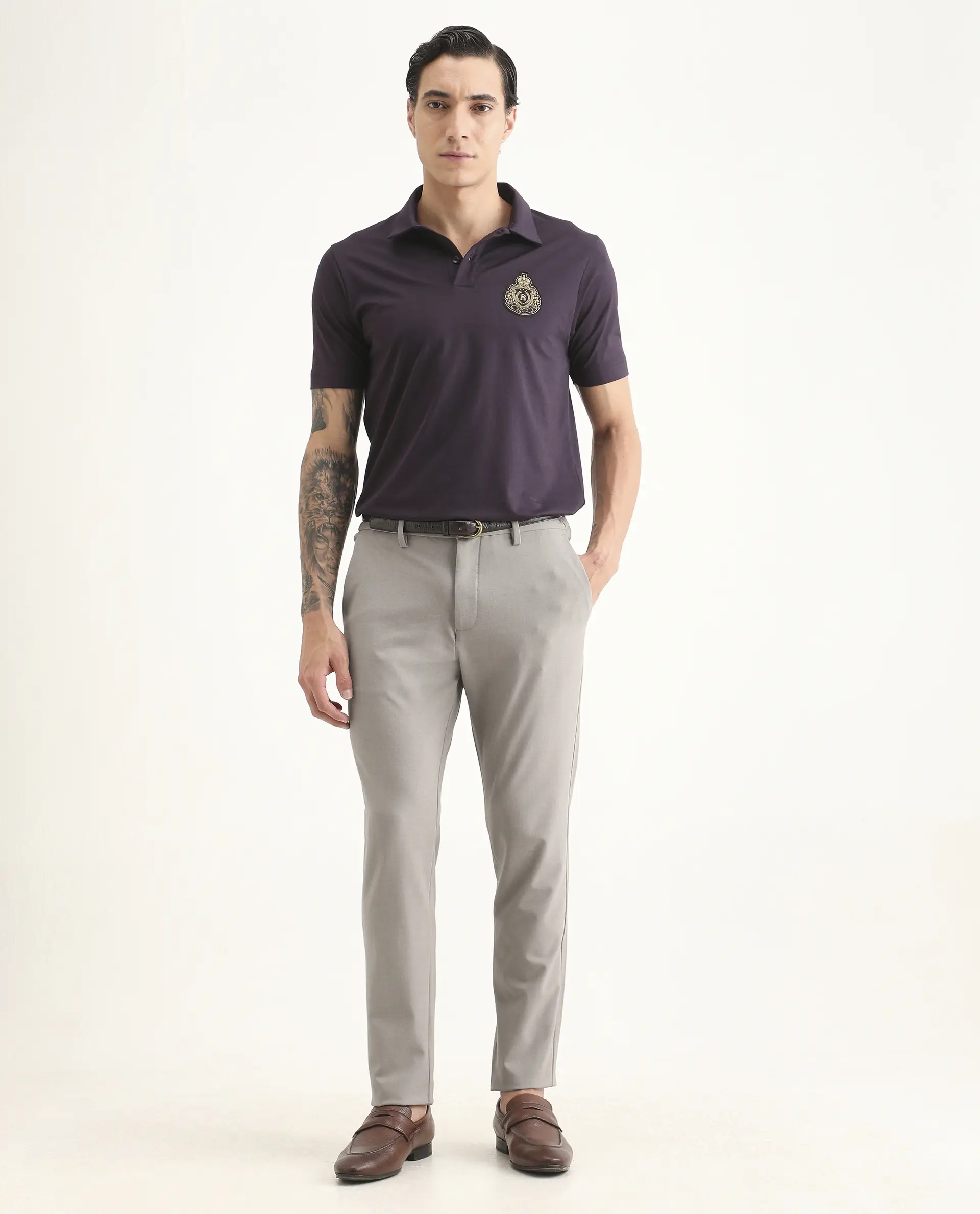 Rare Rabbit Men's Travel-Ss26 Beige Polyester Fabric Button And Zip Closure Closure Plain Trouser - Image 5