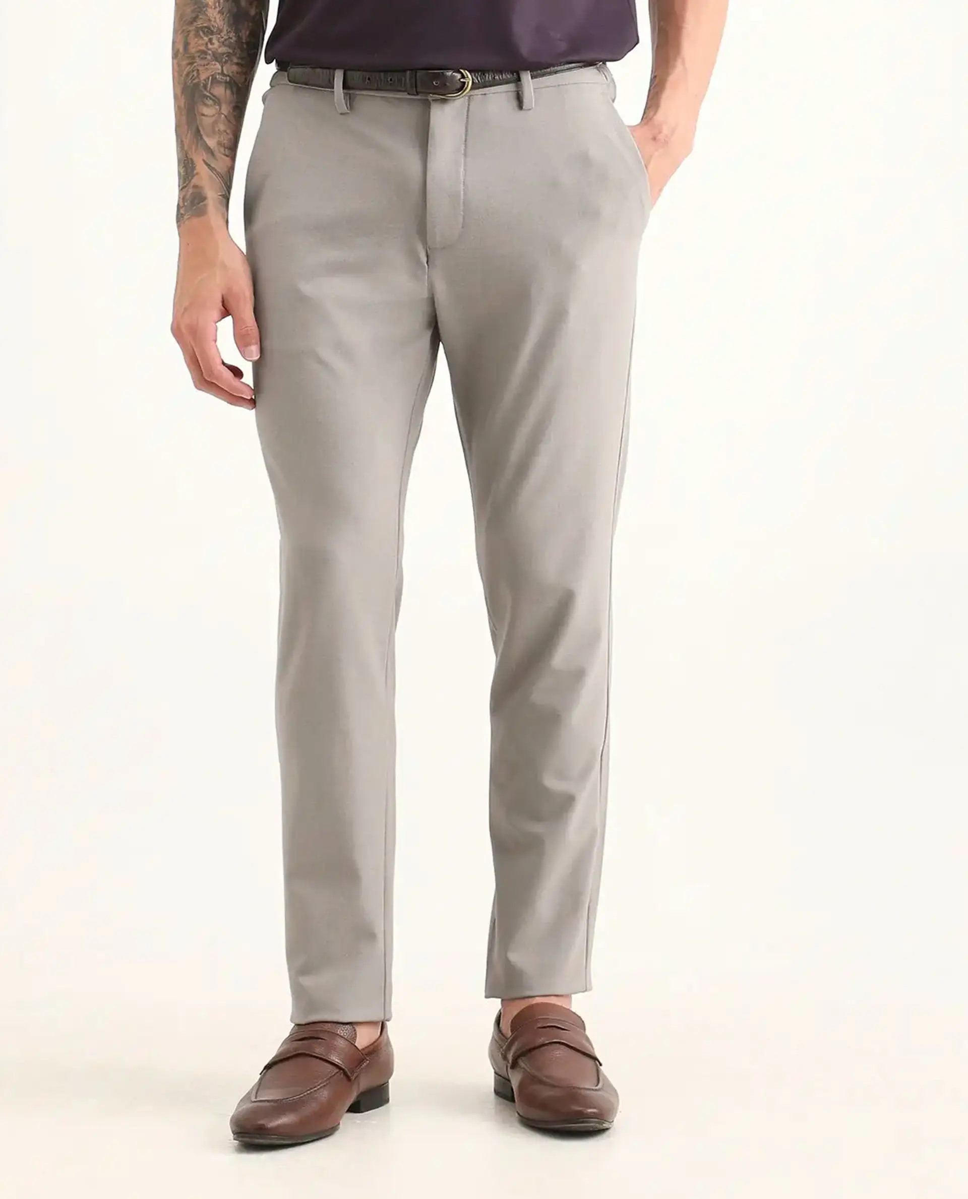 Rare Rabbit Men's Travel-Ss26 Beige Polyester Fabric Button And Zip Closure Closure Plain Trouser - Image 9