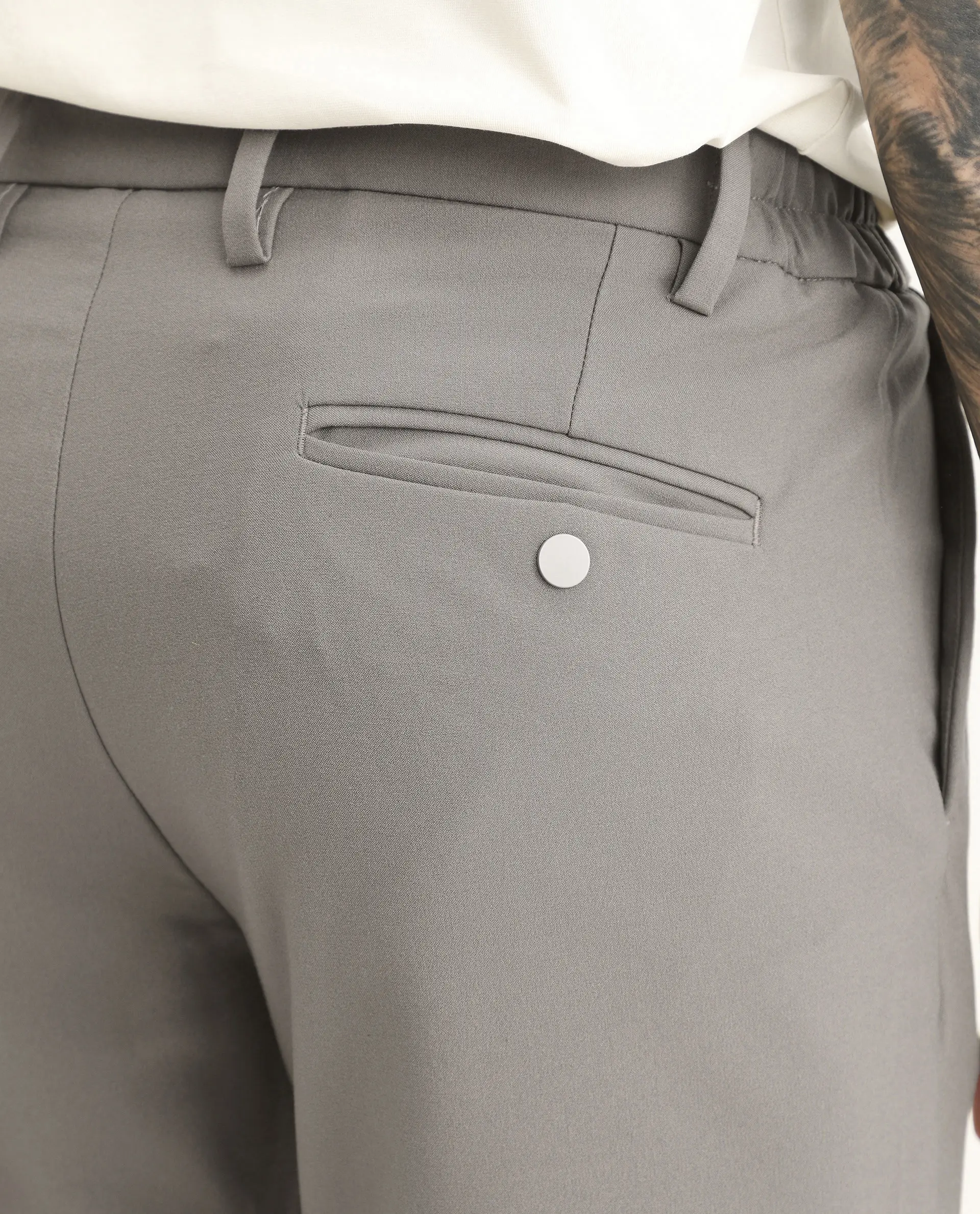 Rare Rabbit Men's Travel-Ss26 Dark Beige Polyester Fabric Button And Zip Closure Closure Plain Trouser - Image 6