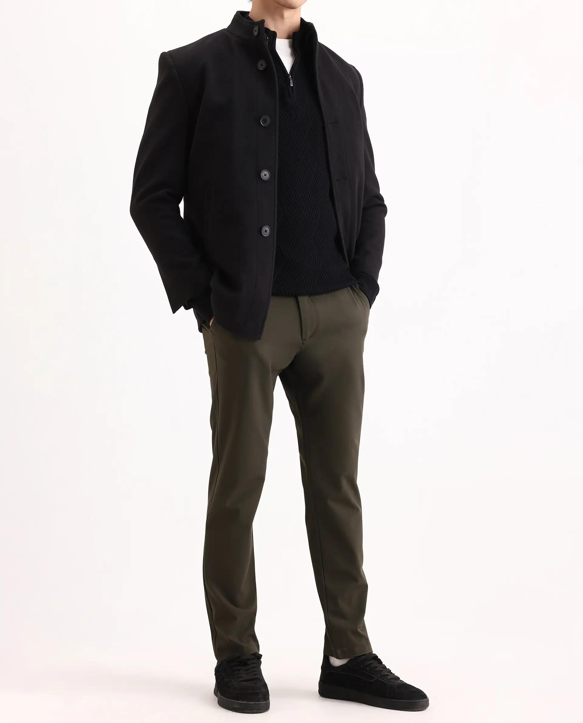 Rare Rabbit Men's Travel-Ss26 Dark Olive Polyester Fabric Button And Zip Closure Closure Plain Trouser - Image 2