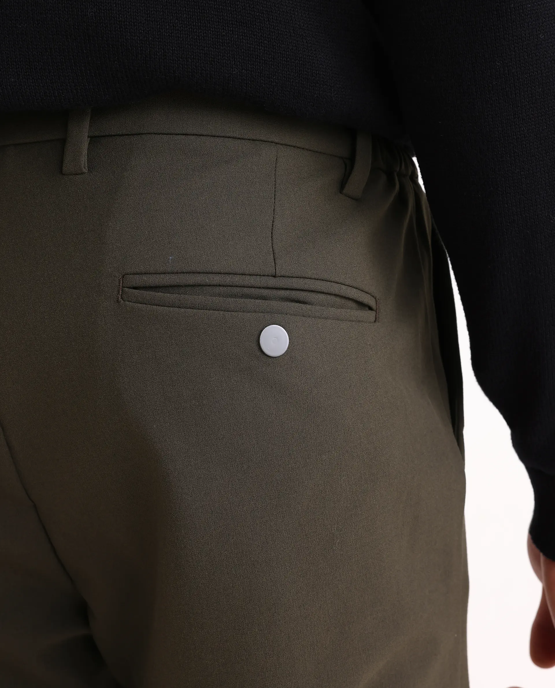 Rare Rabbit Men's Travel-Ss26 Dark Olive Polyester Fabric Button And Zip Closure Closure Plain Trouser - Image 6